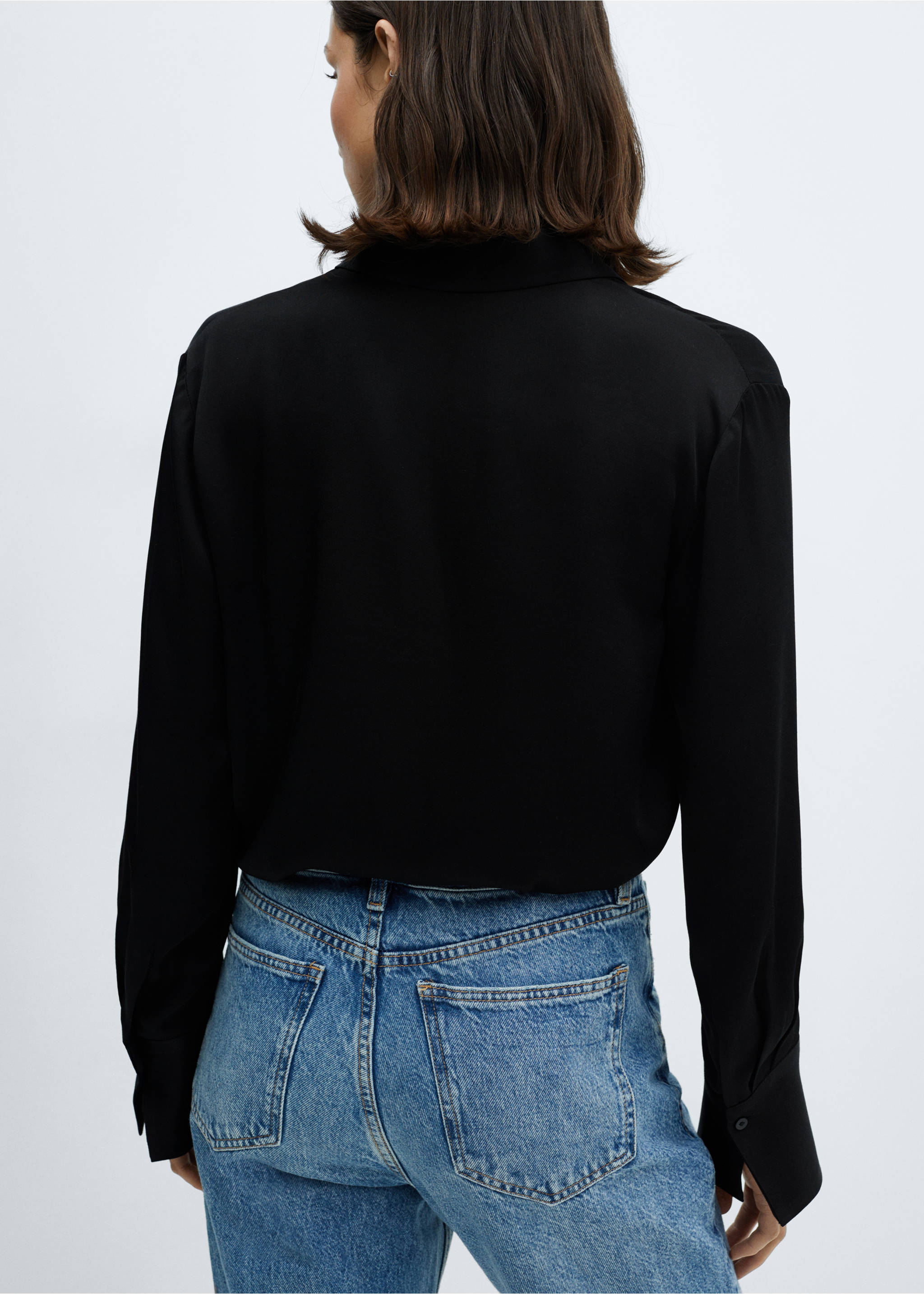 Camisa fluida satinada - Reverso del artículo, Negro. Ref: 67010439-00.