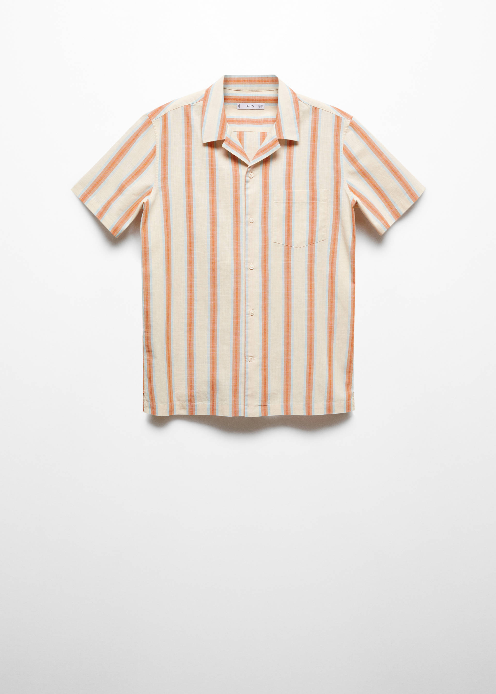 قميص بطباعة مخططة مقاس منتظم - منتج دون نموذج