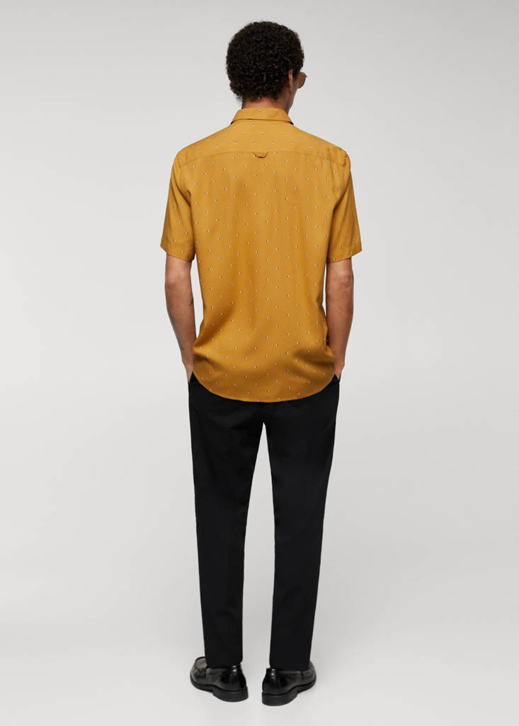 Mirco-print short sleeve shirt — Beige