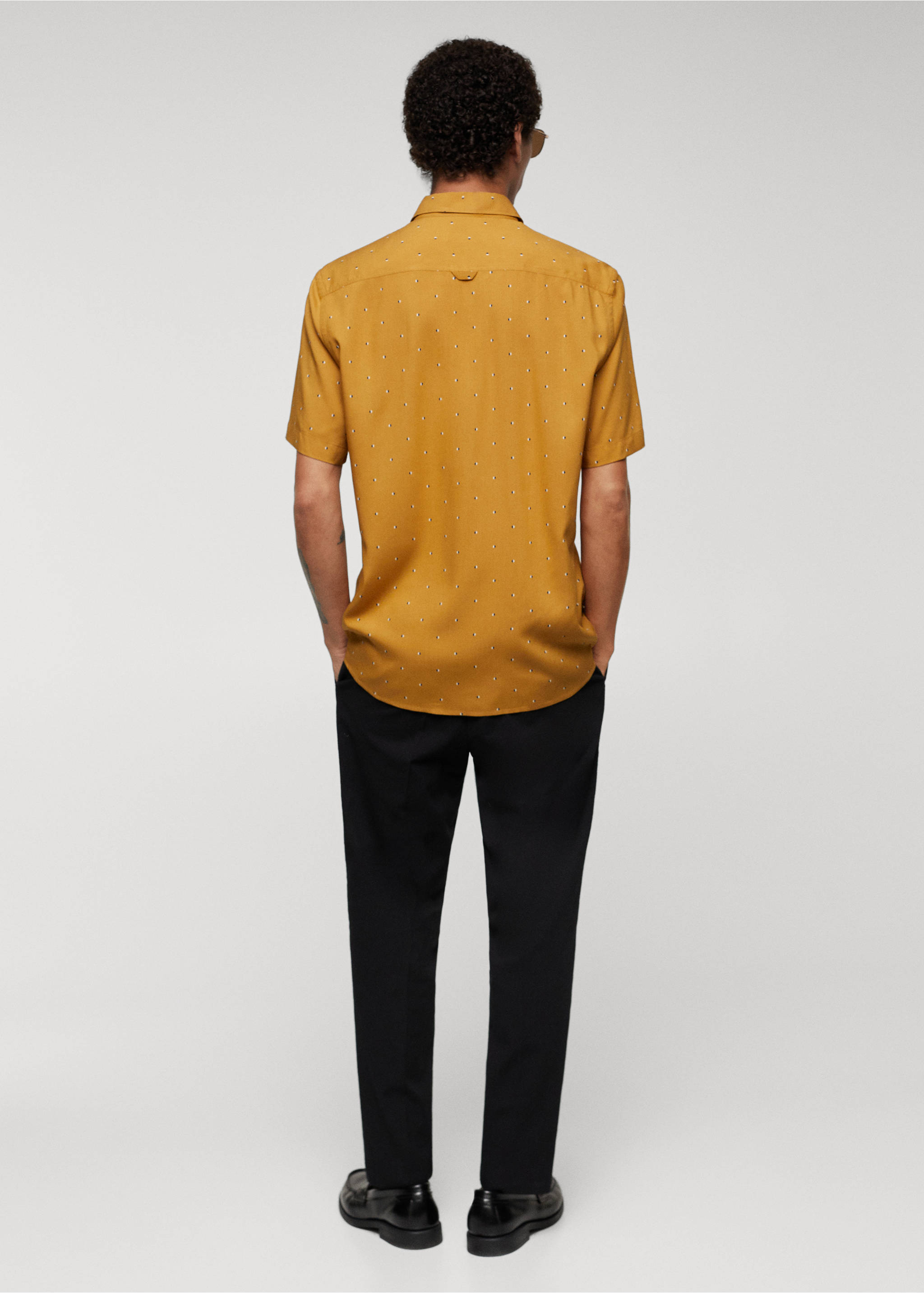 Mirco-print short sleeve shirt - Reverse of the article, Beige. Ref: 67010457-00.