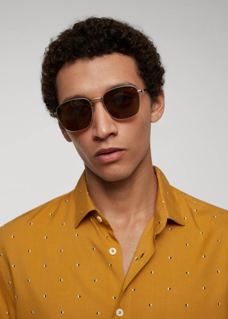 Mirco-print short sleeve shirt — Beige