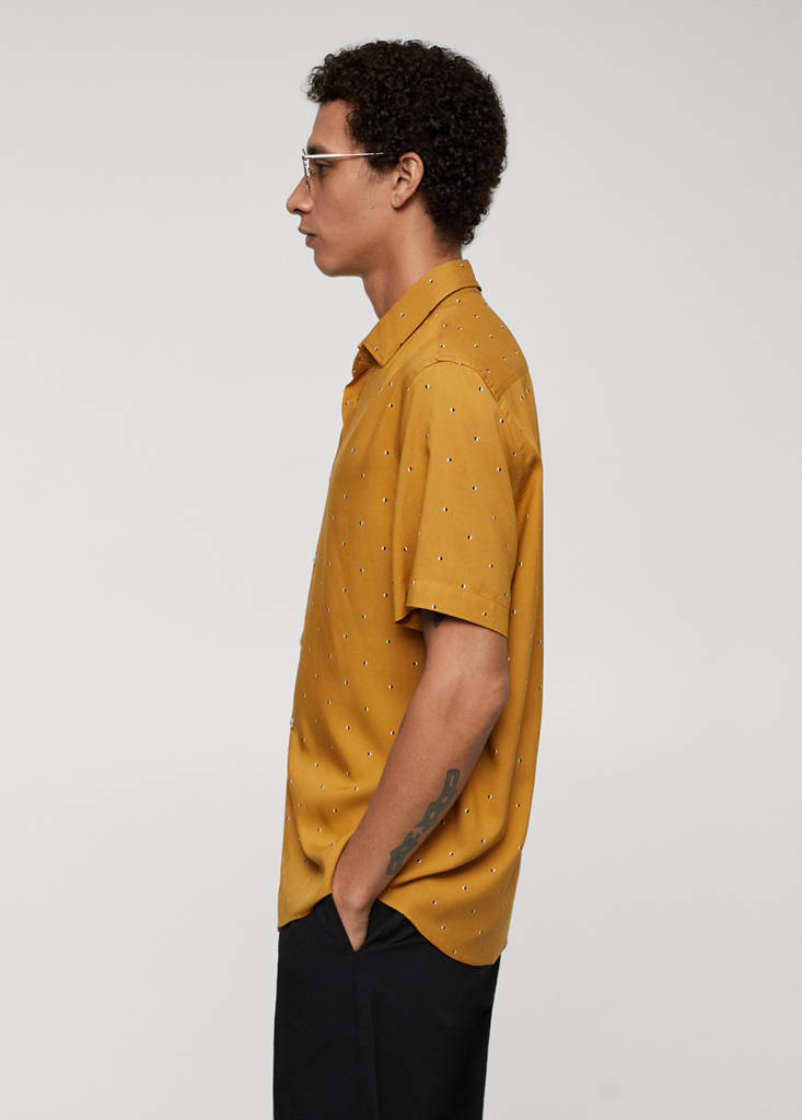Mirco-print short sleeve shirt — Beige