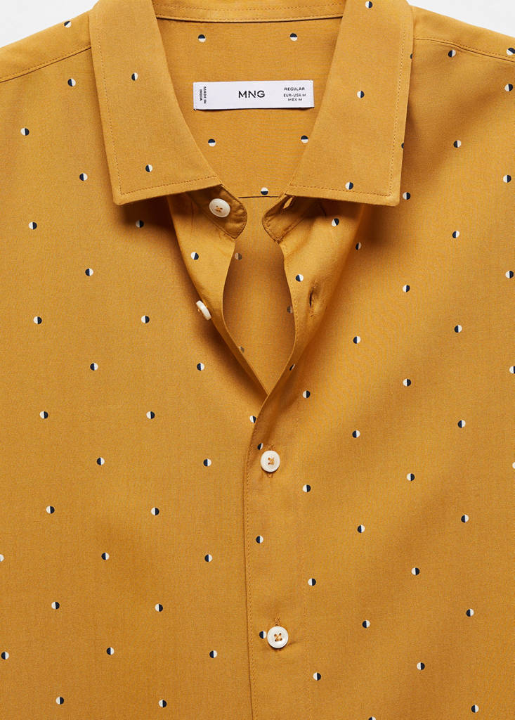 Mirco-print short sleeve shirt — Beige