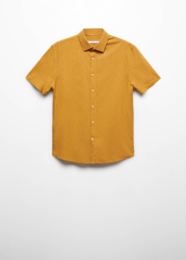 Mirco-print short sleeve shirt — Beige