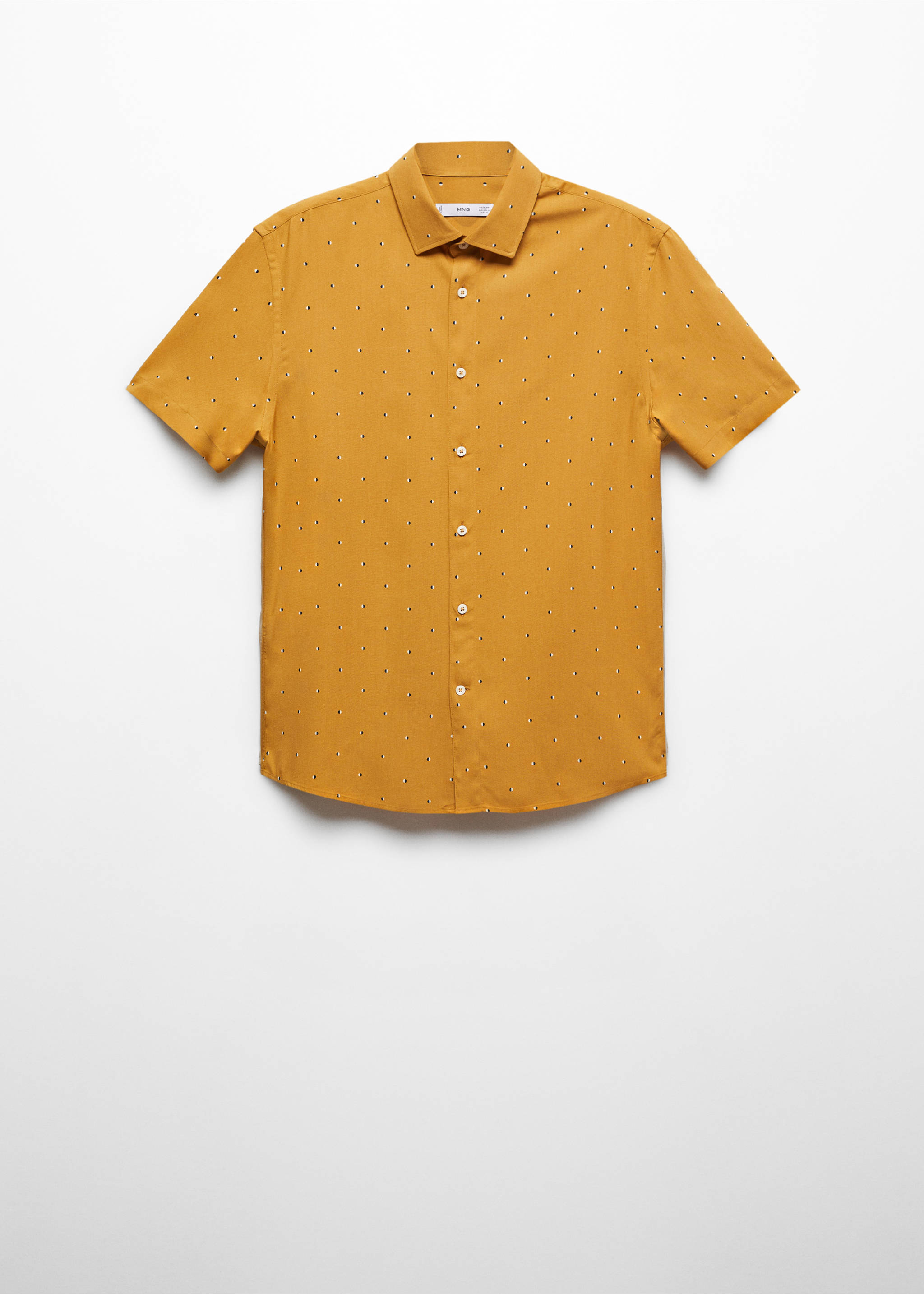 Mirco-print short sleeve shirt - Article without model, Beige. Ref: 67010457-00.