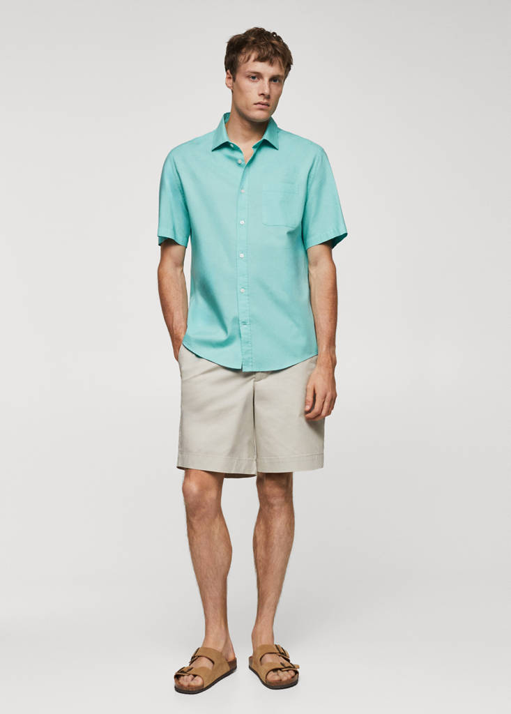 Regular fit Oxford cotton shirt — Aqua Green
