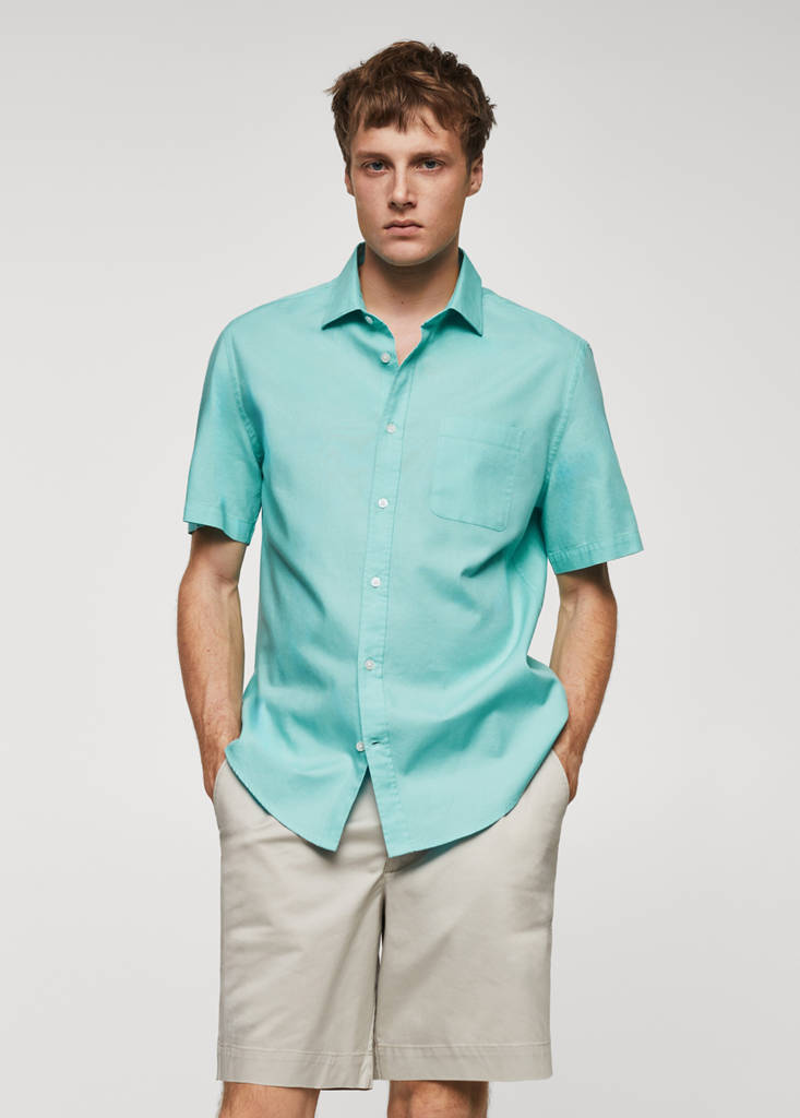 Regular fit Oxford cotton shirt — Aqua Green