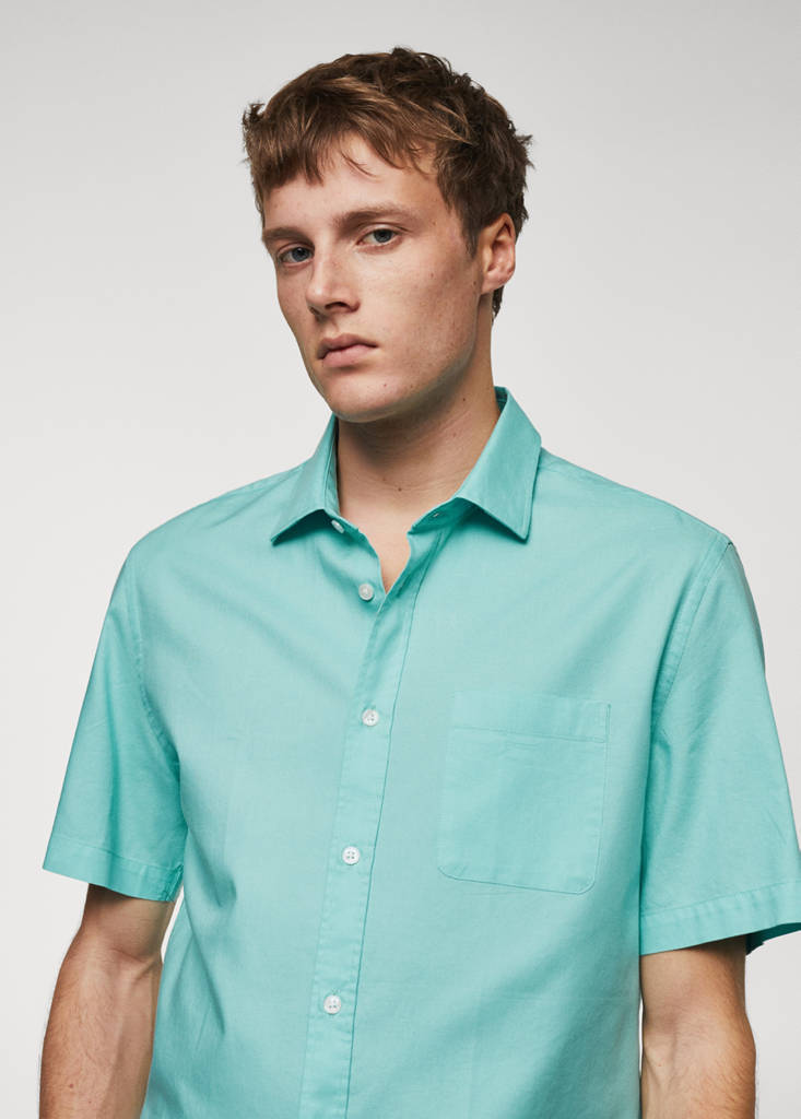 Regular fit Oxford cotton shirt — Aqua Green