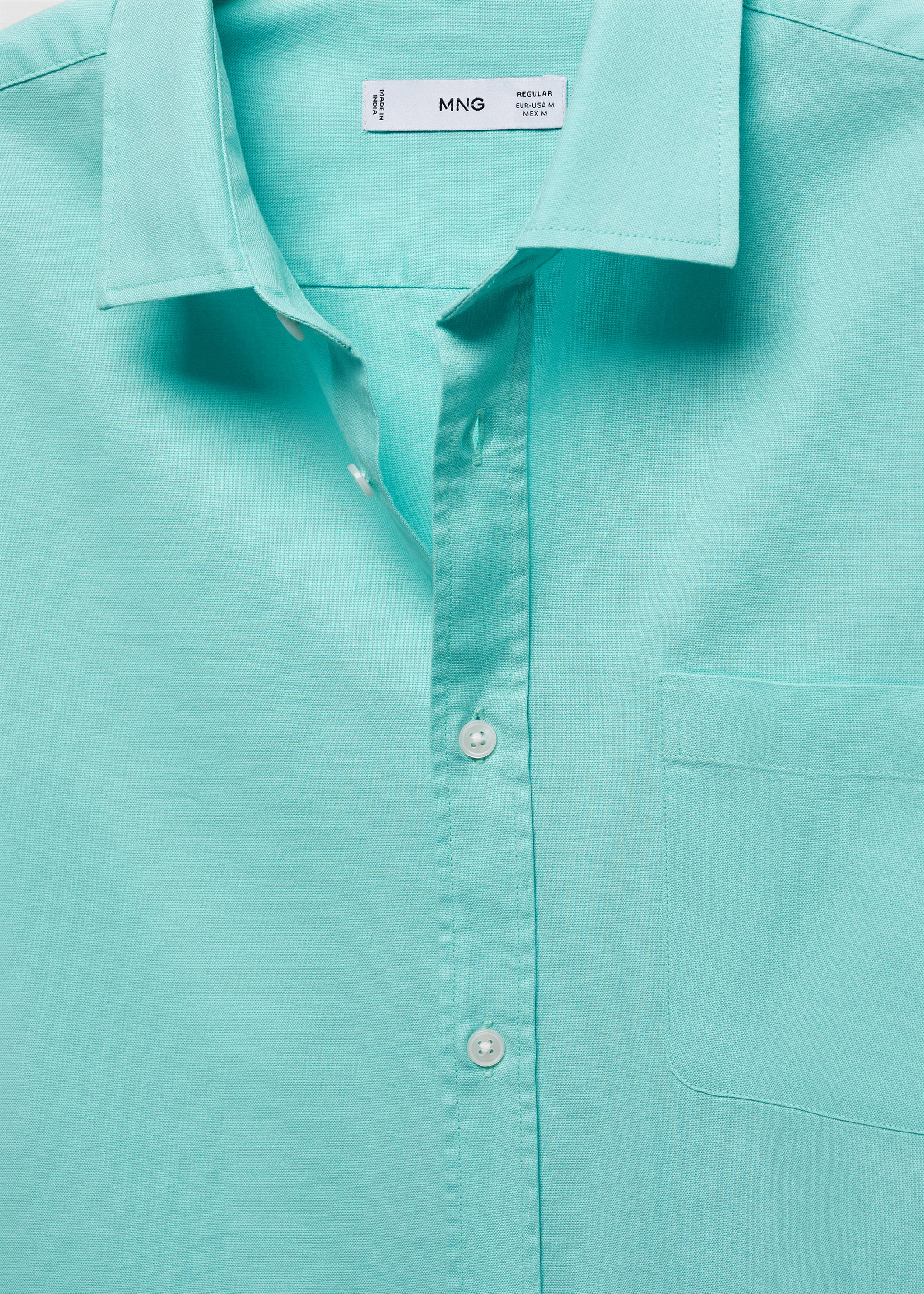Regular fit Oxford cotton shirt - Details of the article 8, Aqua Green. Ref: 67010459-00.
