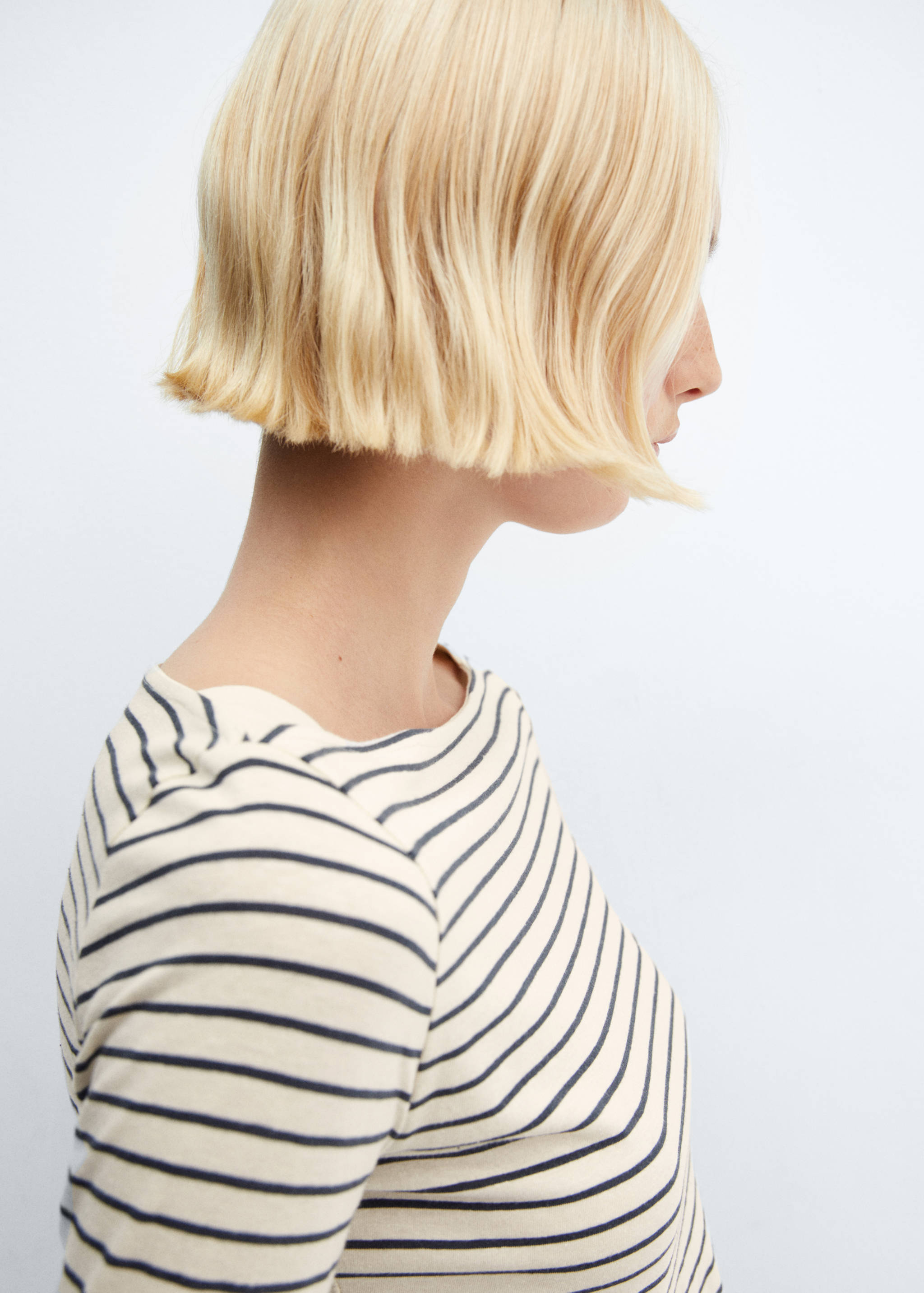 棉质船型领T恤 - null