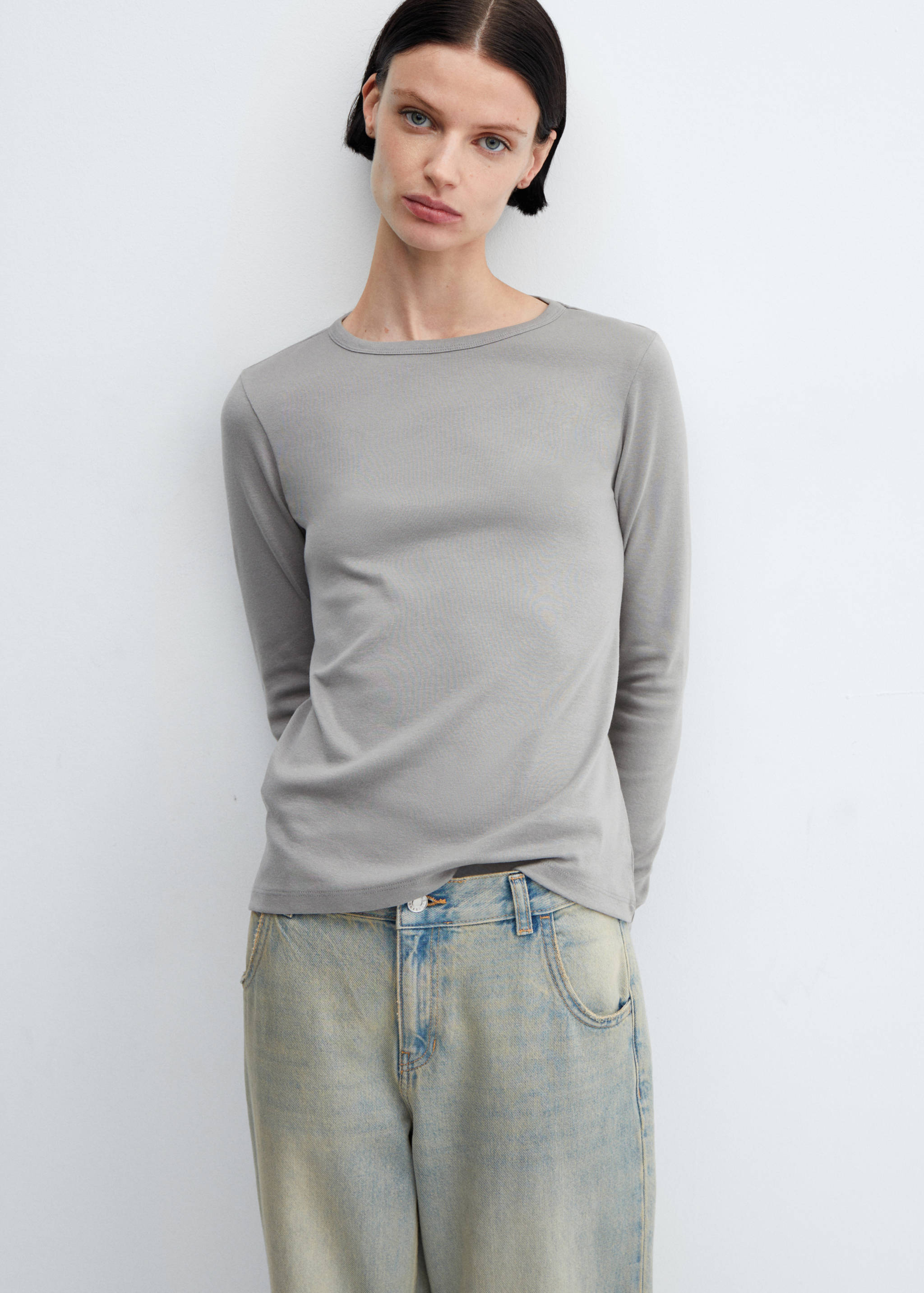 Camiseta algodón manga larga - Plano medio