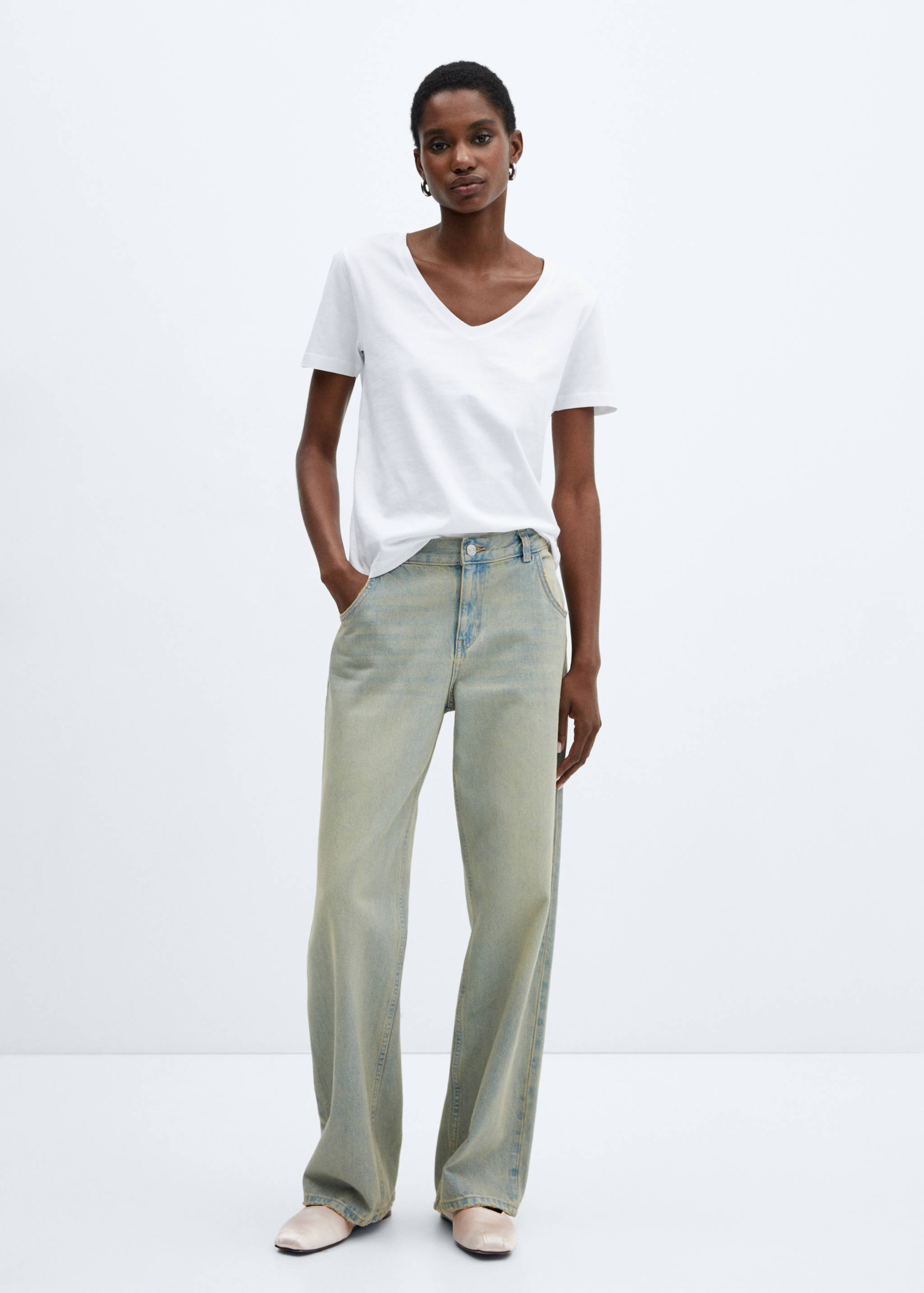 V-neck cotton T-shirt - General plane