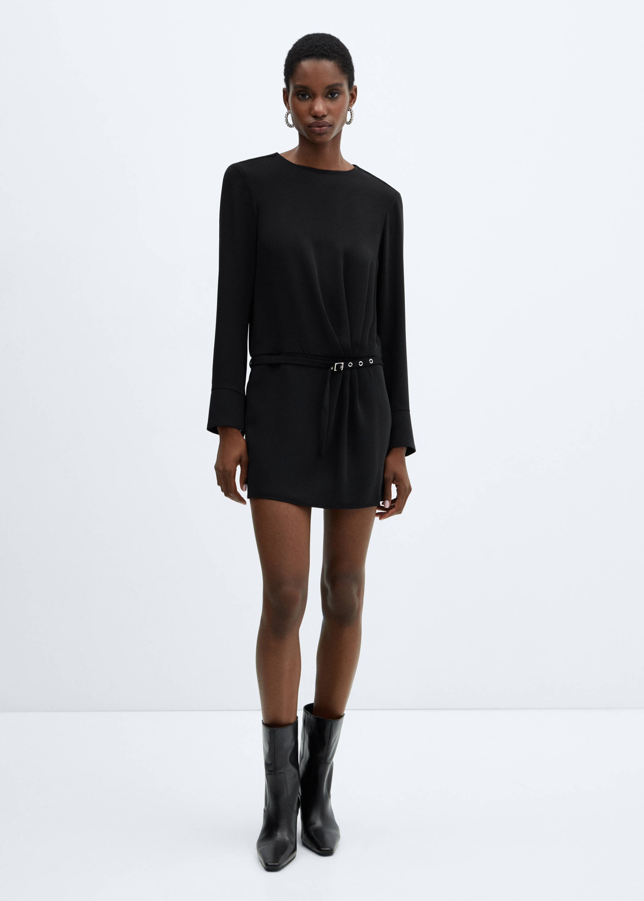 Ruched dress with belt - General plane