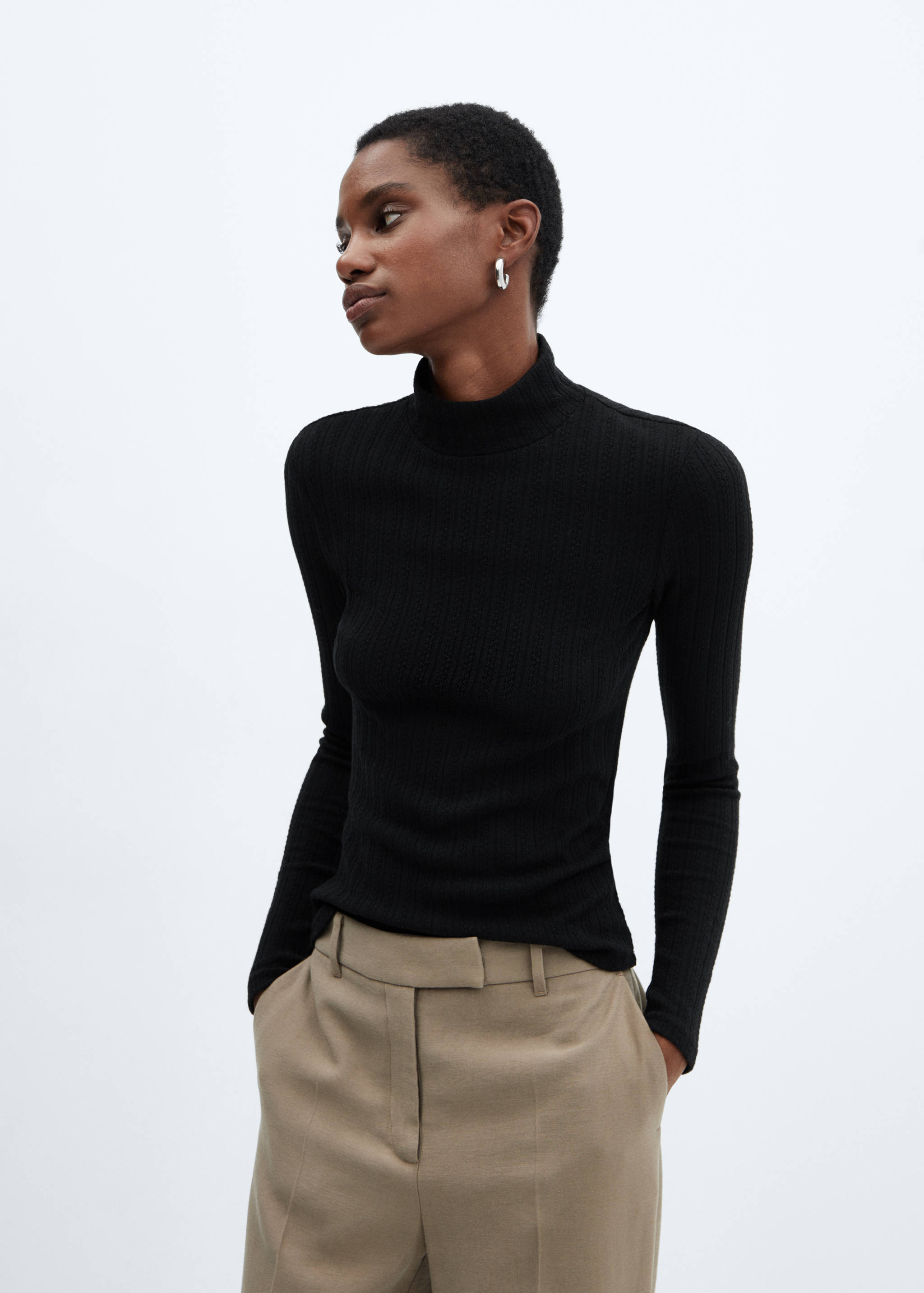 T-shirt maille texturée - Plan moyen