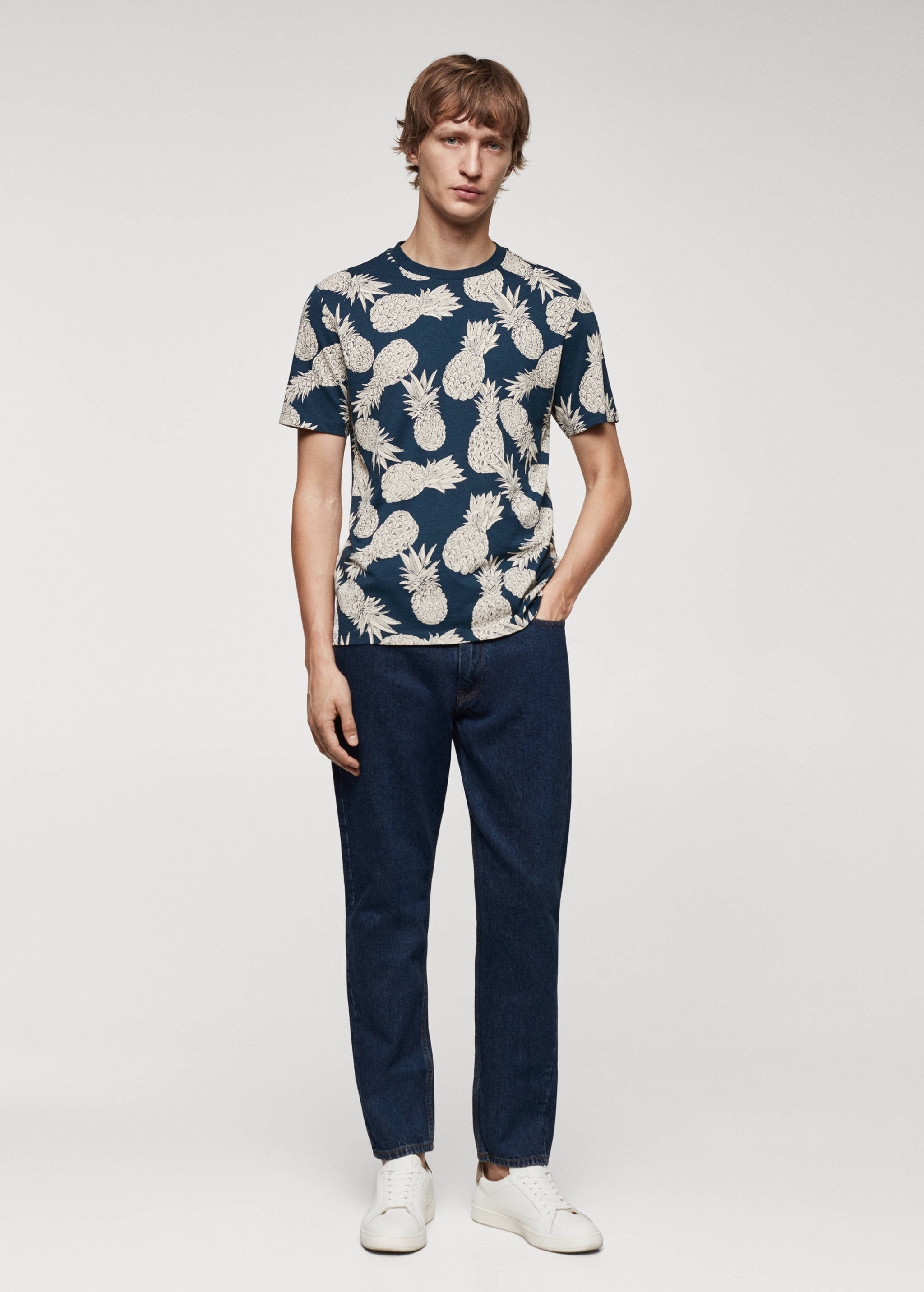 100% cotton shirt with pineapple print - General plane