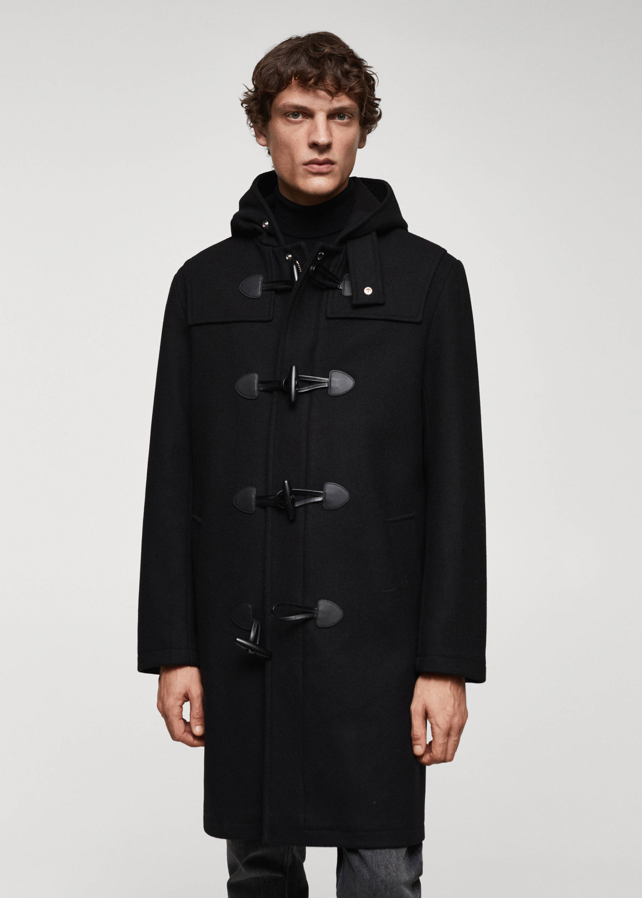 Manteau capuche laine brandebourgs - Plan moyen