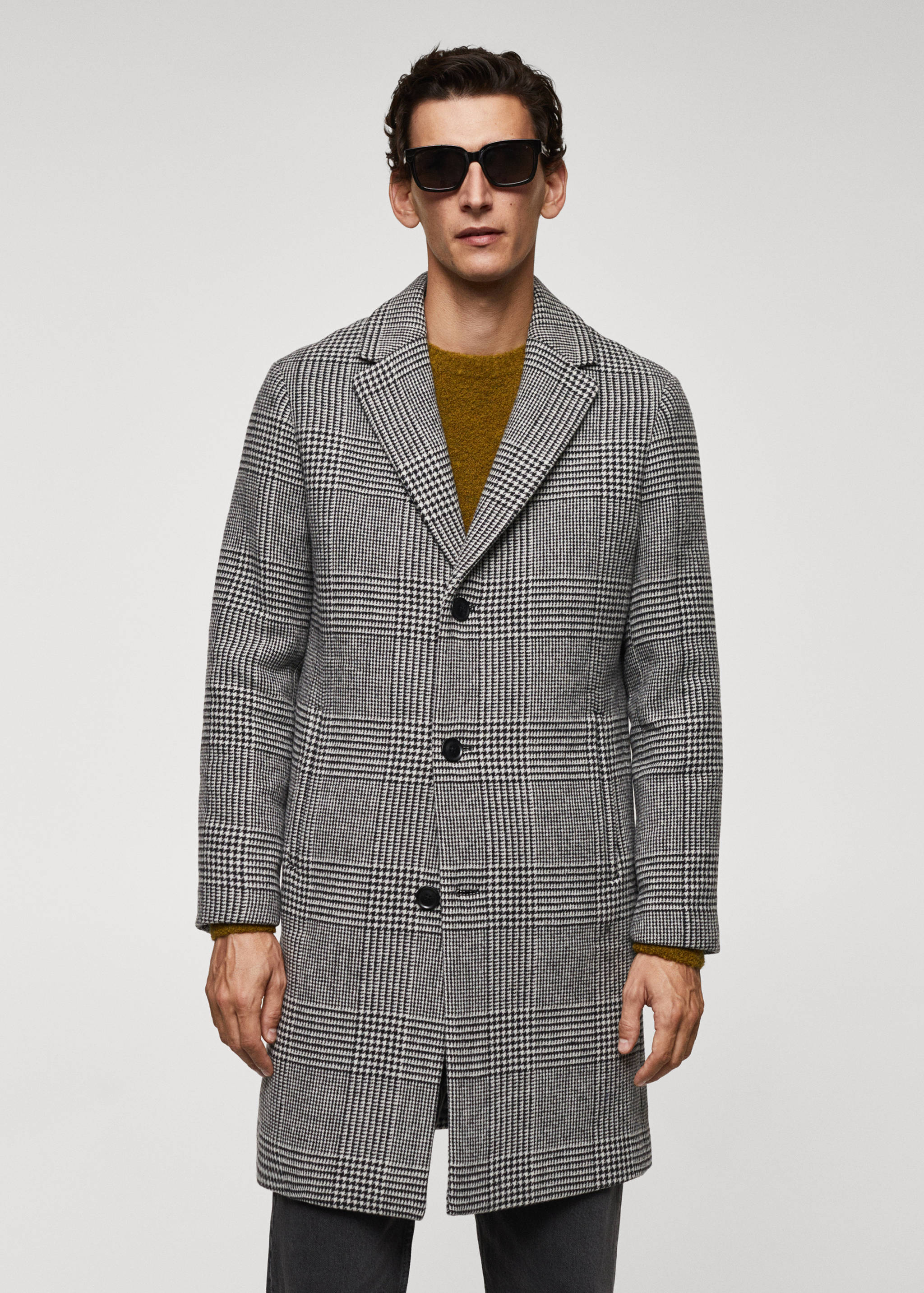Prince of Wales checked wool coat - Medium plane