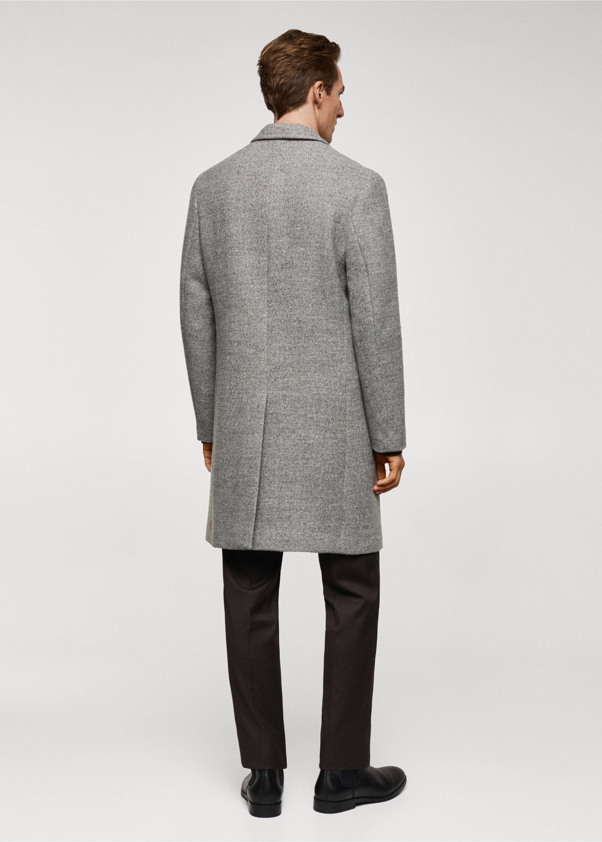 Manteau laine chevrons - Verso de l’article, Gris chiné moyen. Ref: 67010622-00.
