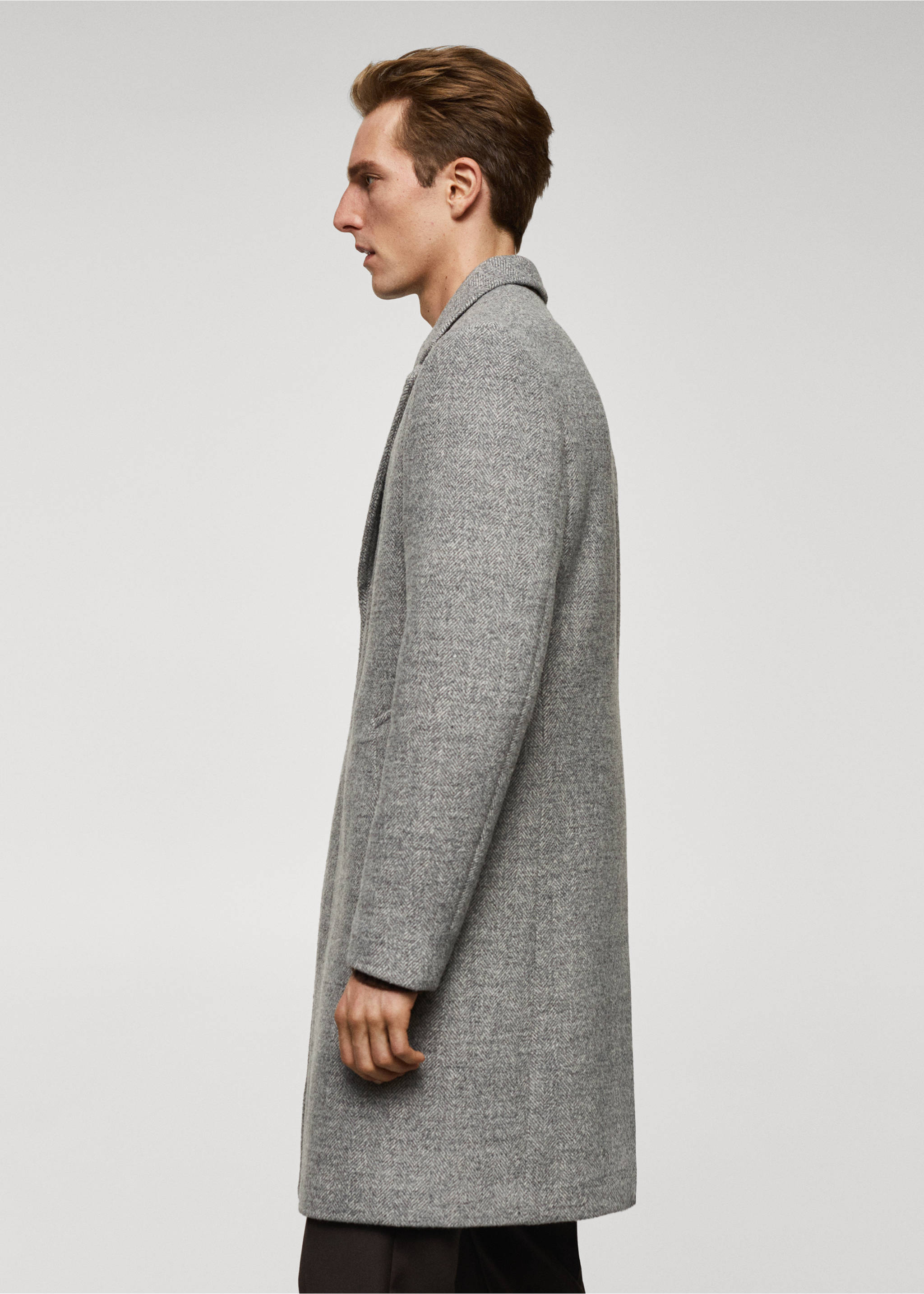 Manteau laine chevrons - Détail de l'article 2, Gris chiné moyen. Ref: 67010622-00.