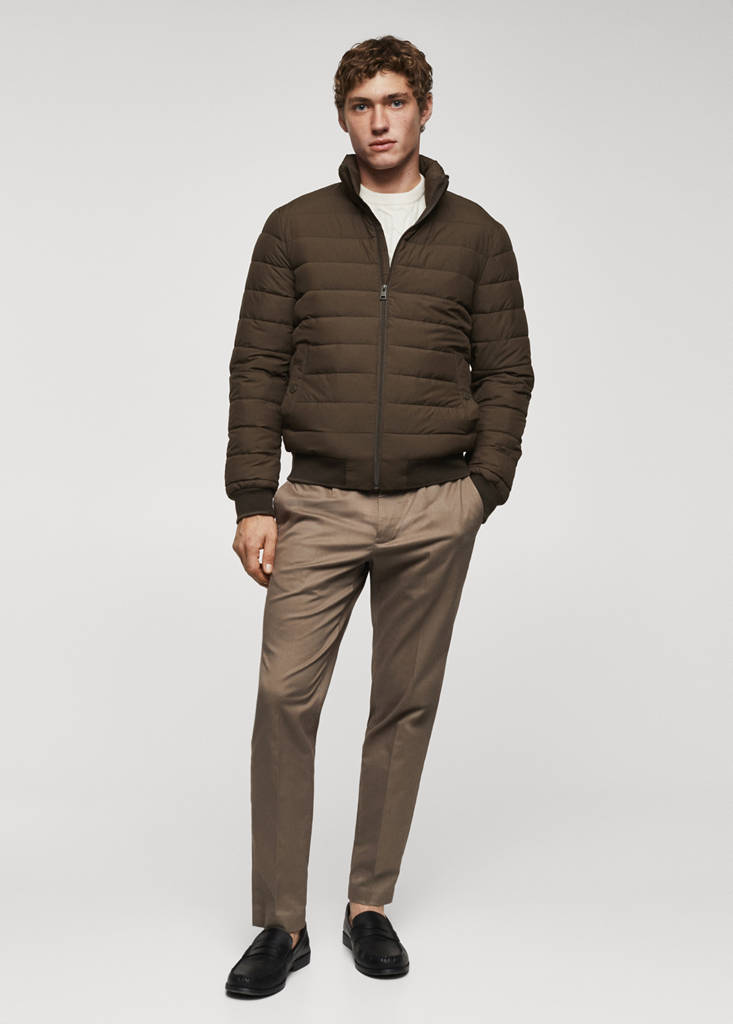 Ultra-lightweight water-repellent quilted anorak — Brown