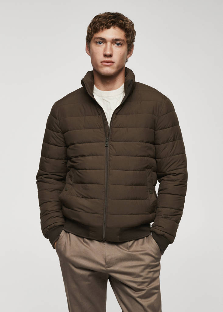 Ultra-lightweight water-repellent quilted anorak — Brown