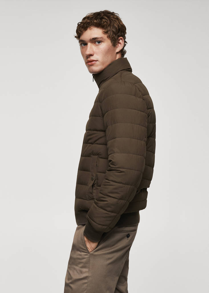 Ultra-lightweight water-repellent quilted anorak — Brown