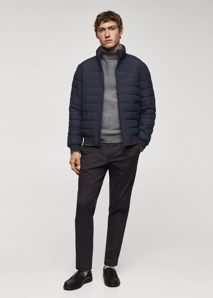 Ultra-lightweight water-repellent quilted anorak — Navy