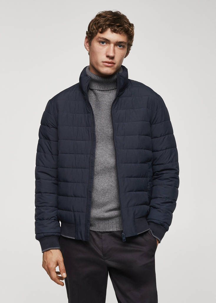 Ultra-lightweight water-repellent quilted anorak — Navy