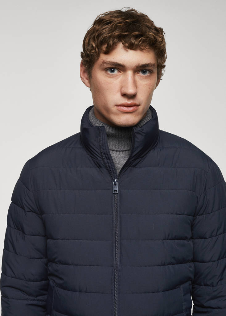 Ultra-lightweight water-repellent quilted anorak — Navy