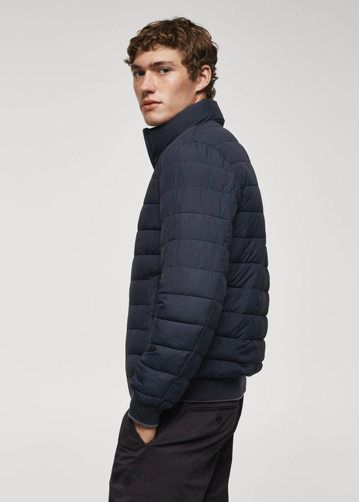 Ultra-lightweight water-repellent quilted anorak — Navy