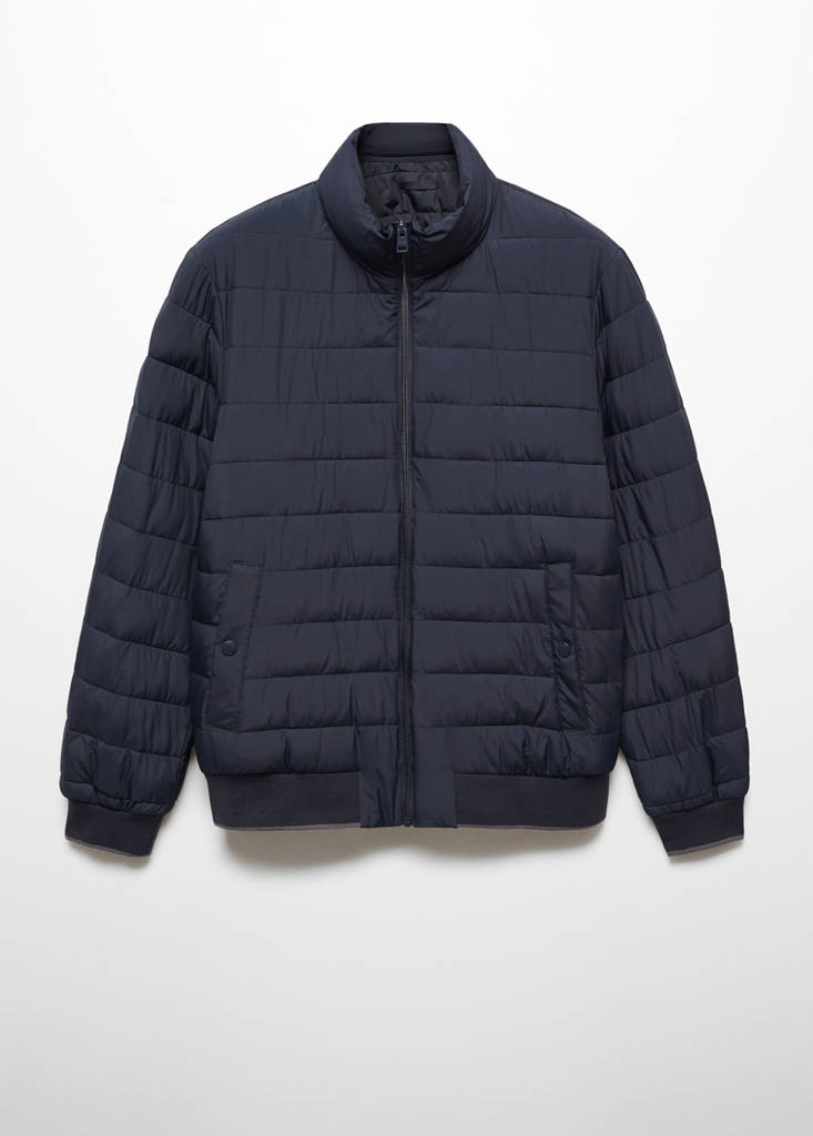 Ultra-lightweight water-repellent quilted anorak — Navy