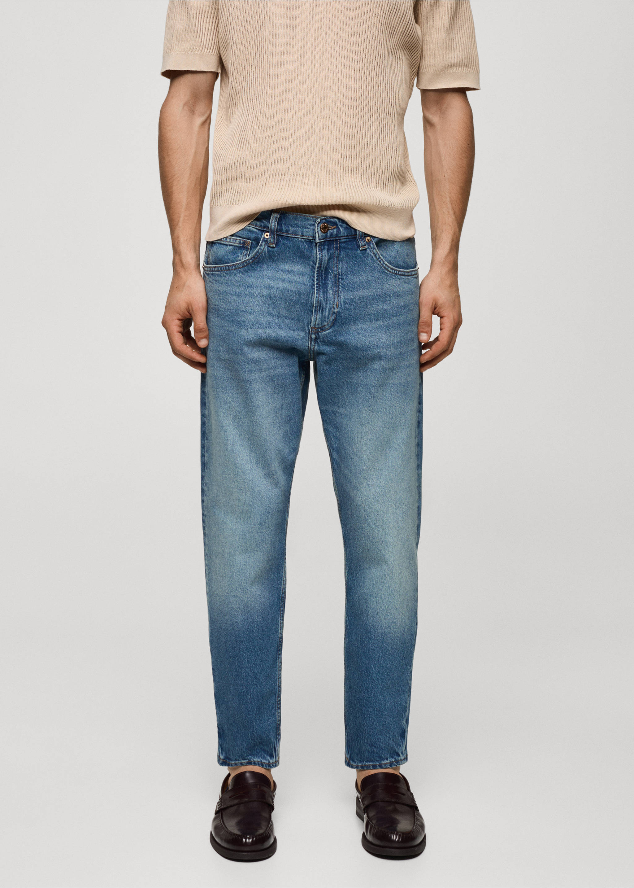 Jeans tapered-fit - Plano medio, Azul medio vintage. Ref: 67010635-00.