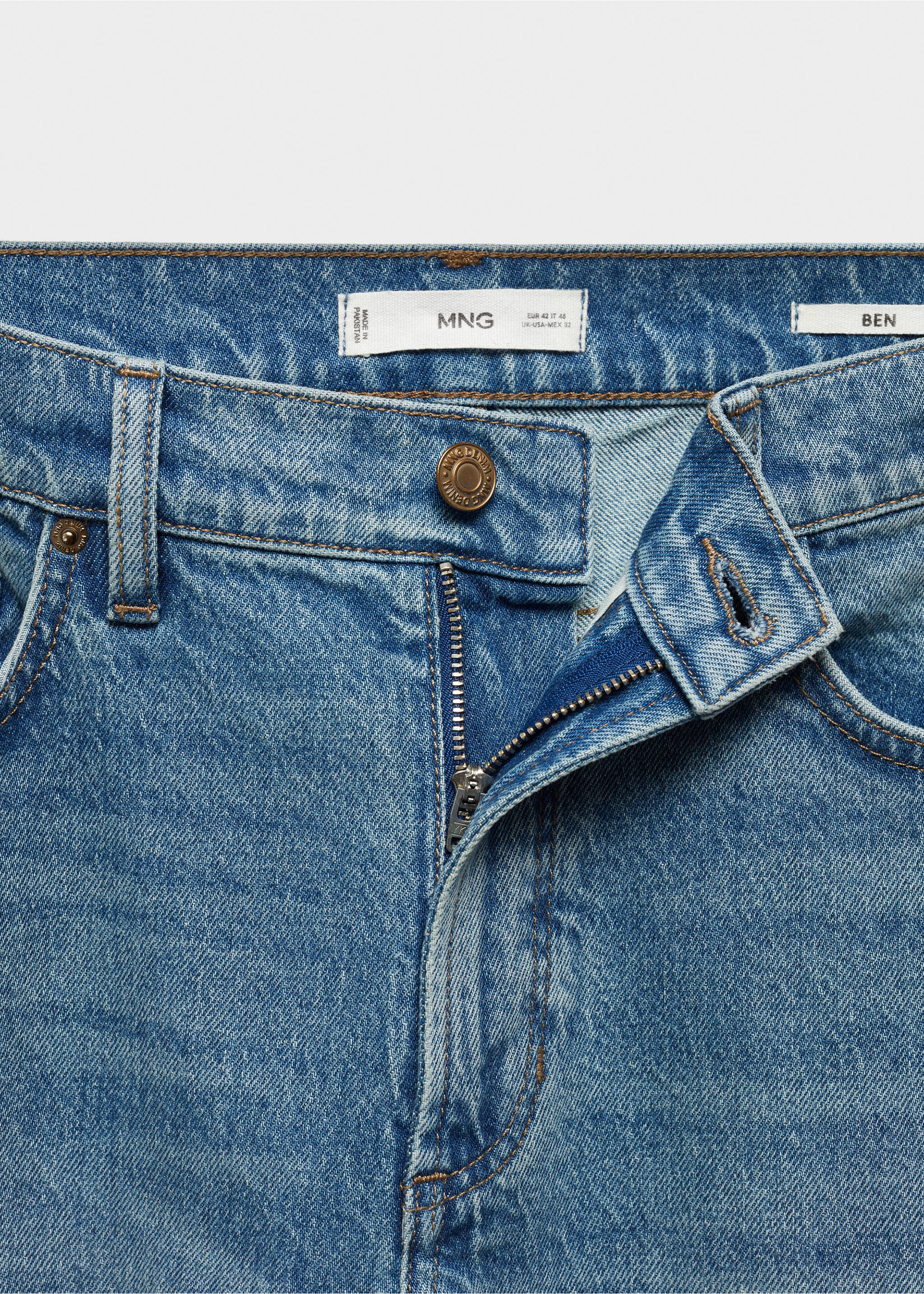 Jeans tapered-fit - Detalle del artículo 8, Azul medio vintage. Ref: 67010635-00.