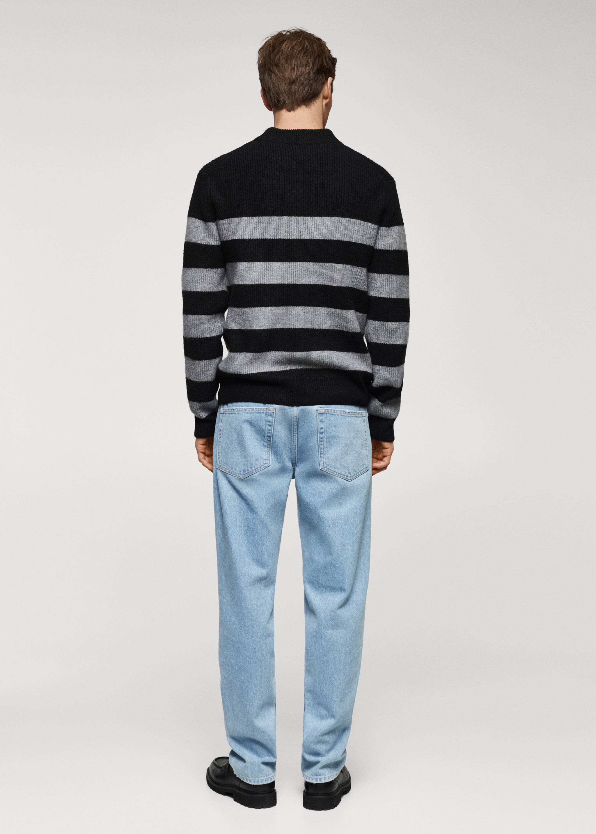 Striped sweater with perkins neck - Reverse of the article