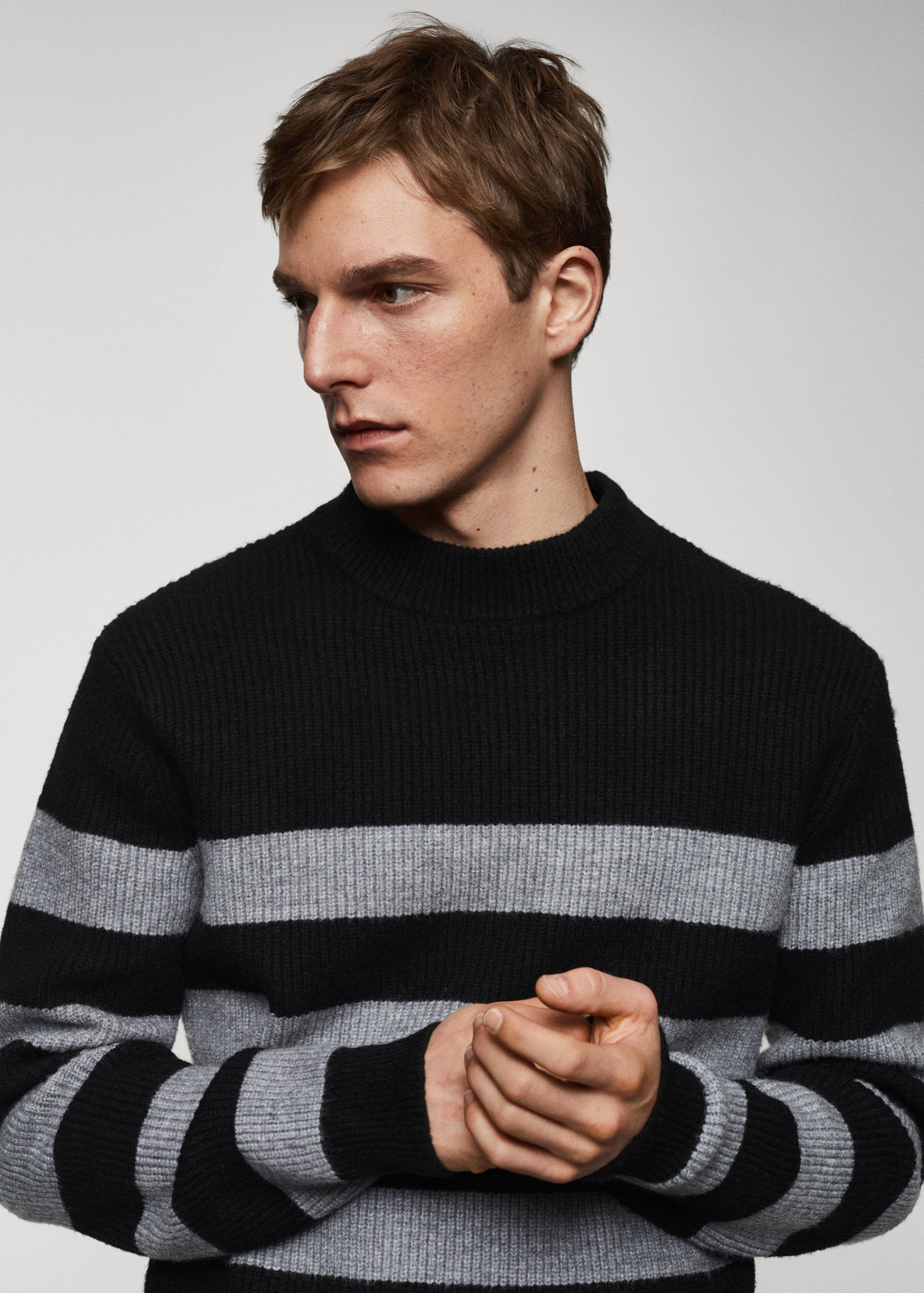 Striped sweater with perkins neck - Details of the article 1