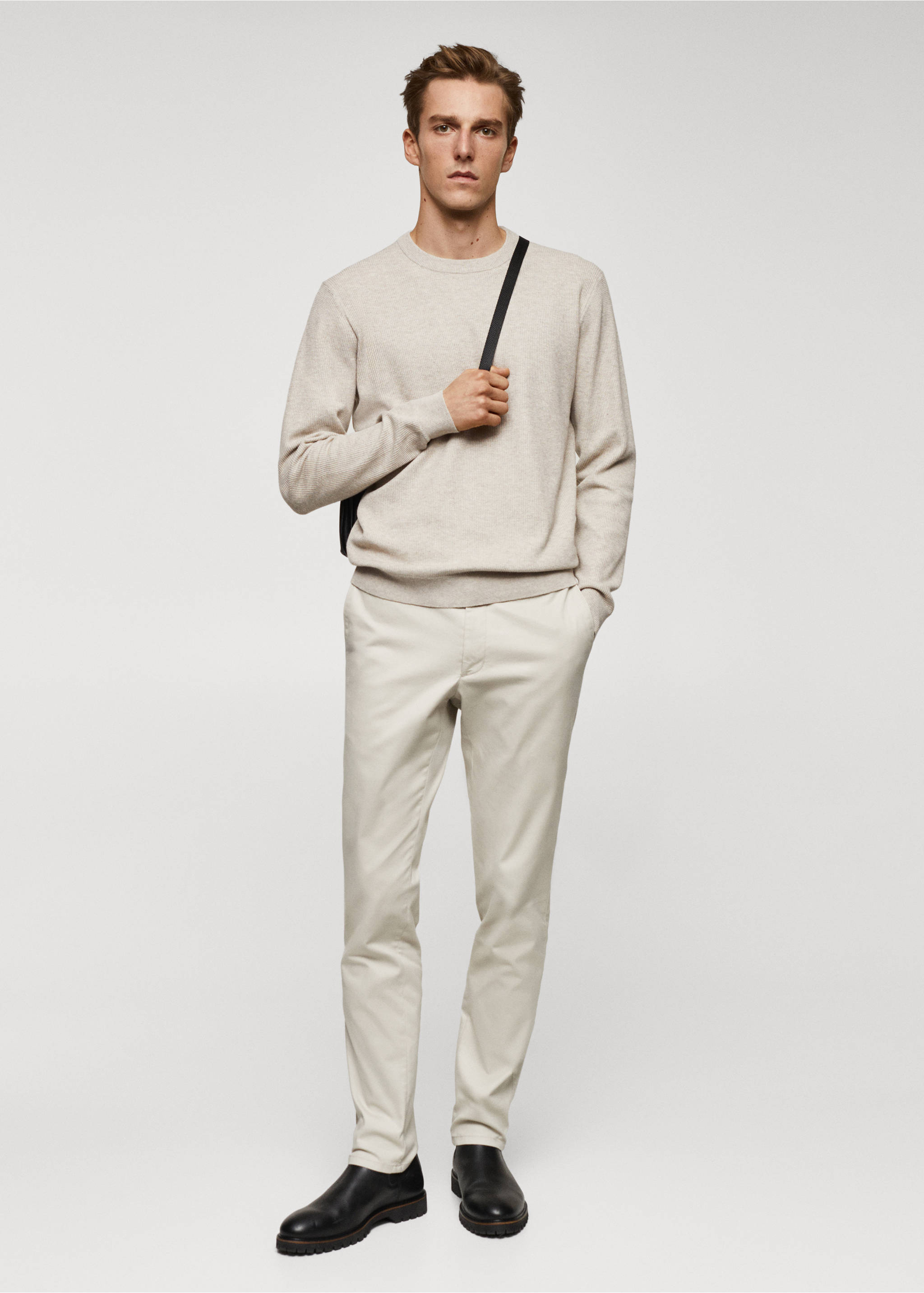 Structured cotton sweater - General plane, Beige. Ref: 67010651-00.