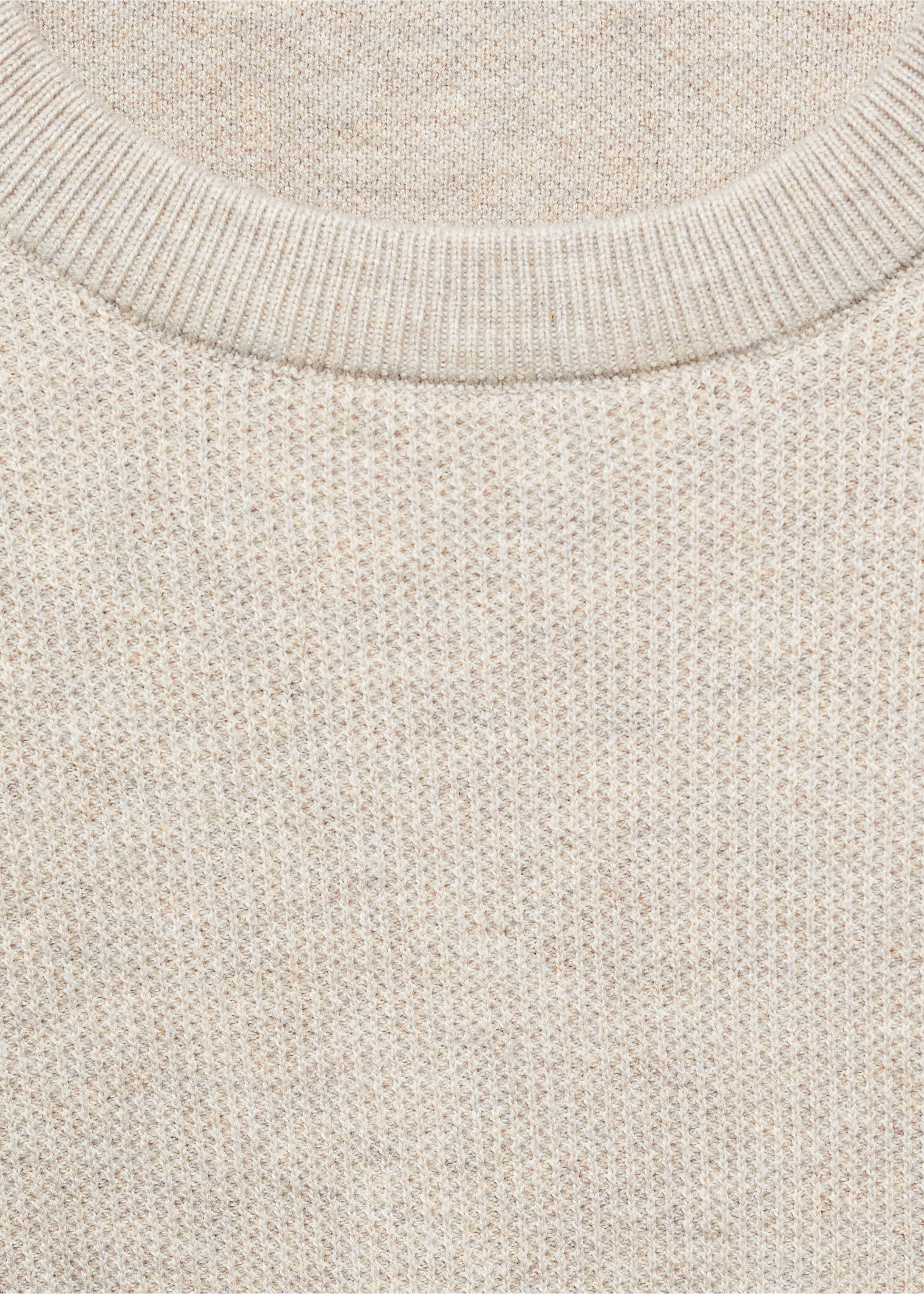 Structured cotton sweater - Details of the article 8, Beige. Ref: 67010651-00.