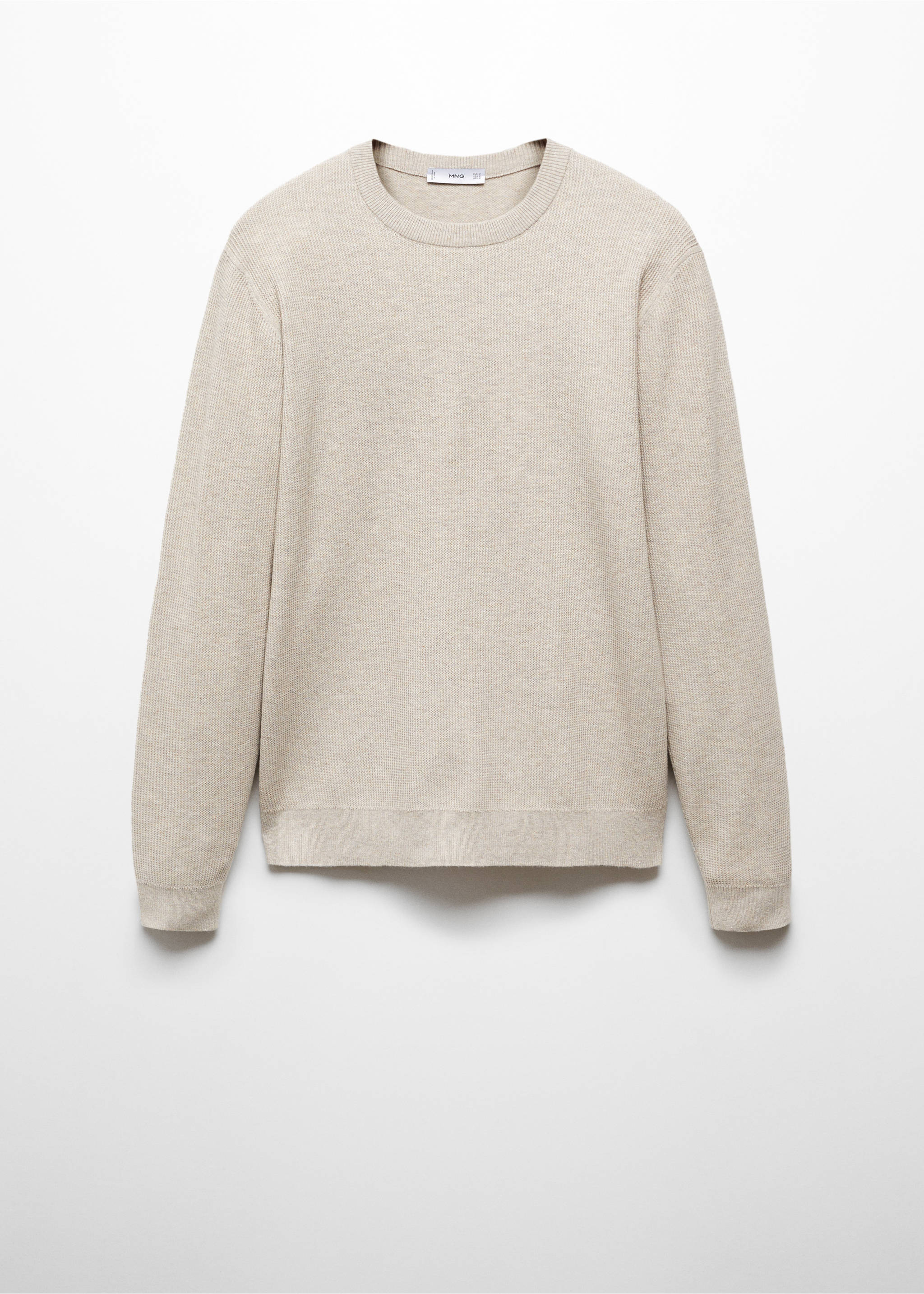 Structured cotton sweater - Article without model, Beige. Ref: 67010651-00.