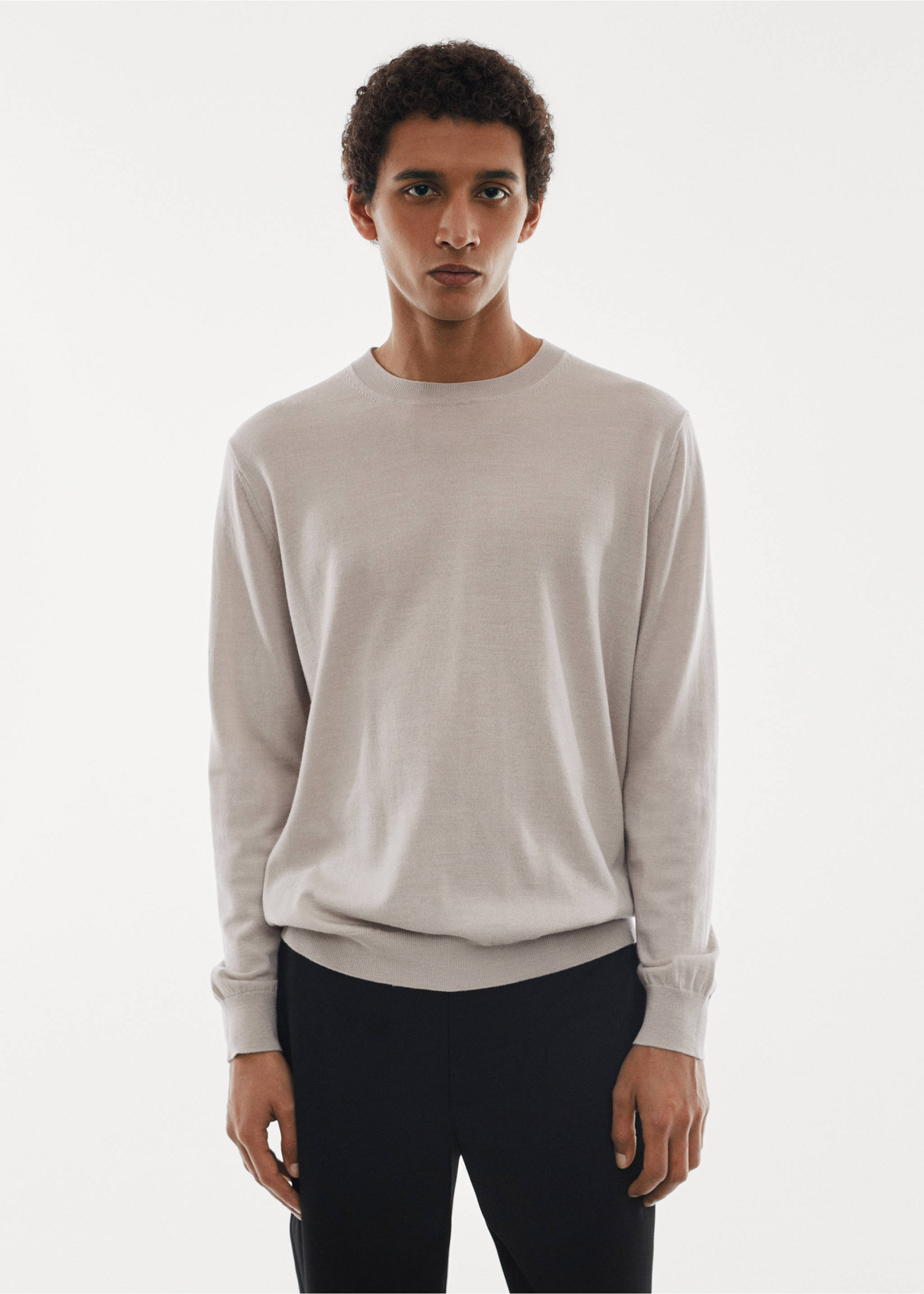Merino wool washable sweater - Medium plane, Light/Pastel Grey. Ref: 67010657-00.