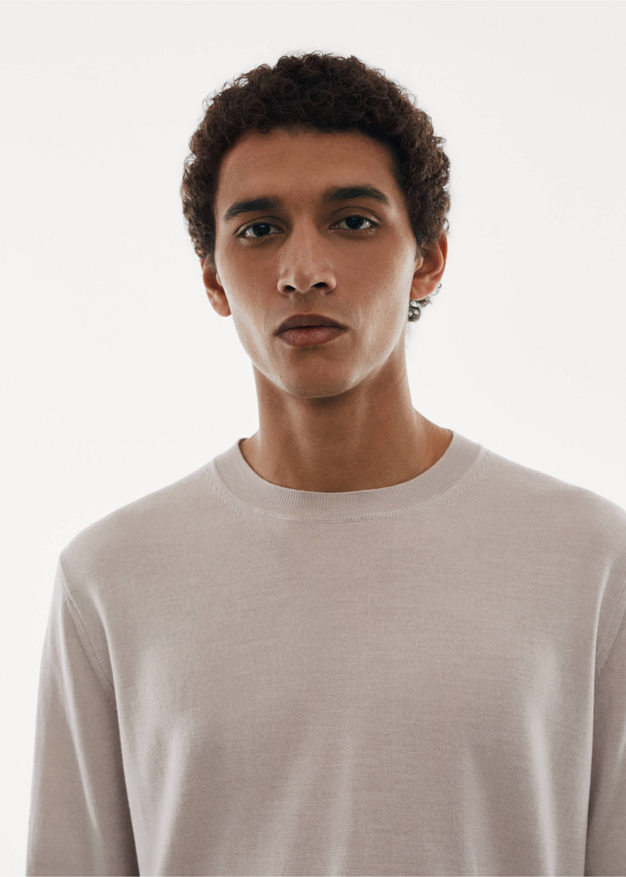 Merino wool washable sweater - Details of the article 1, Light/Pastel Grey. Ref: 67010657-00.