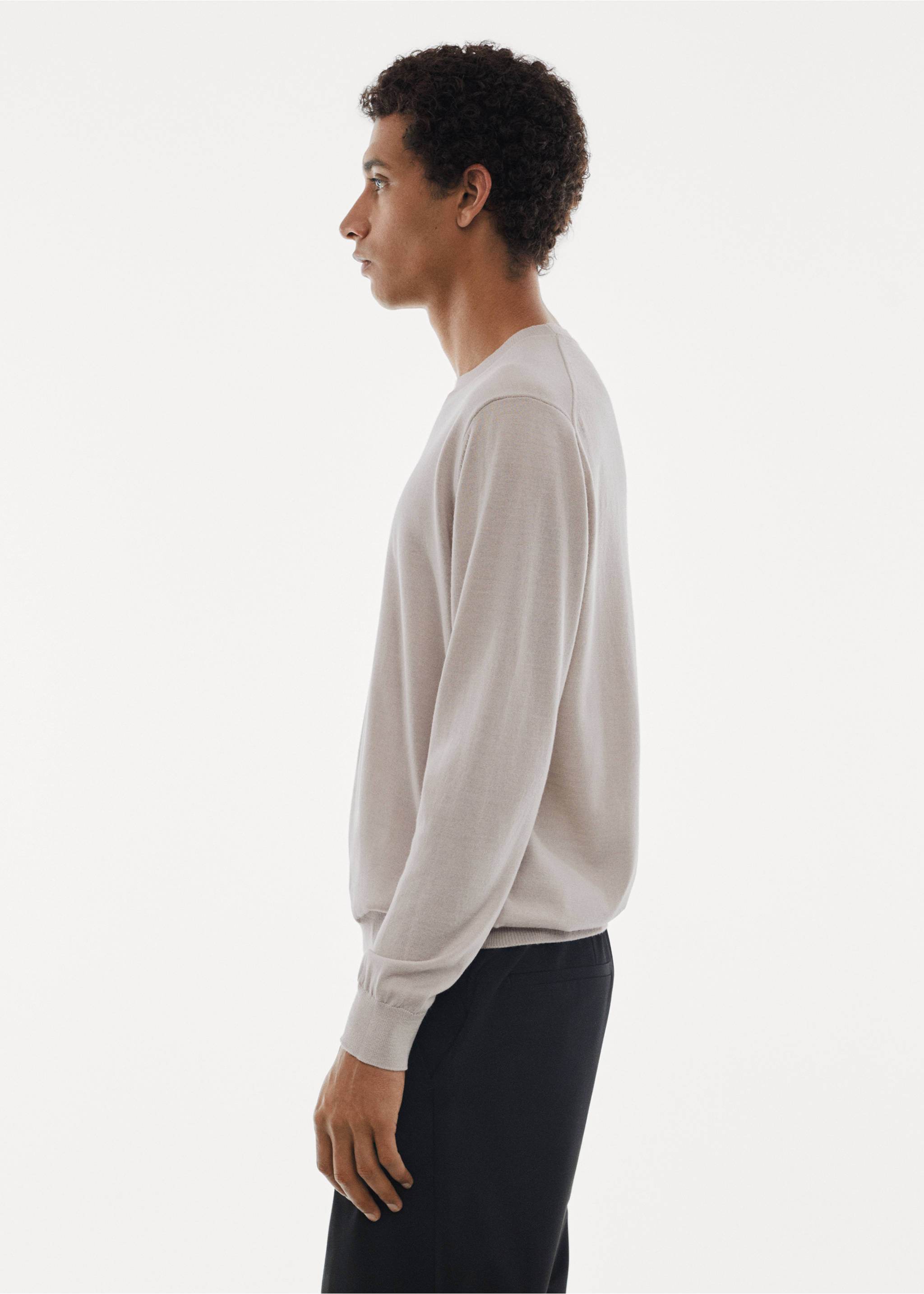 Merino wool washable sweater - Details of the article 2, Light/Pastel Grey. Ref: 67010657-00.