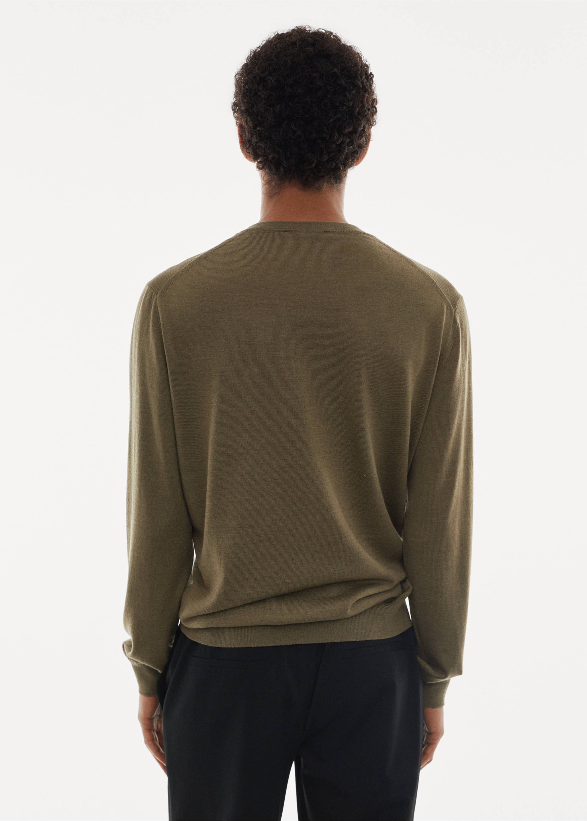 Merino wool washable sweater - Reverse of the article, Green. Ref: 67010657-00.