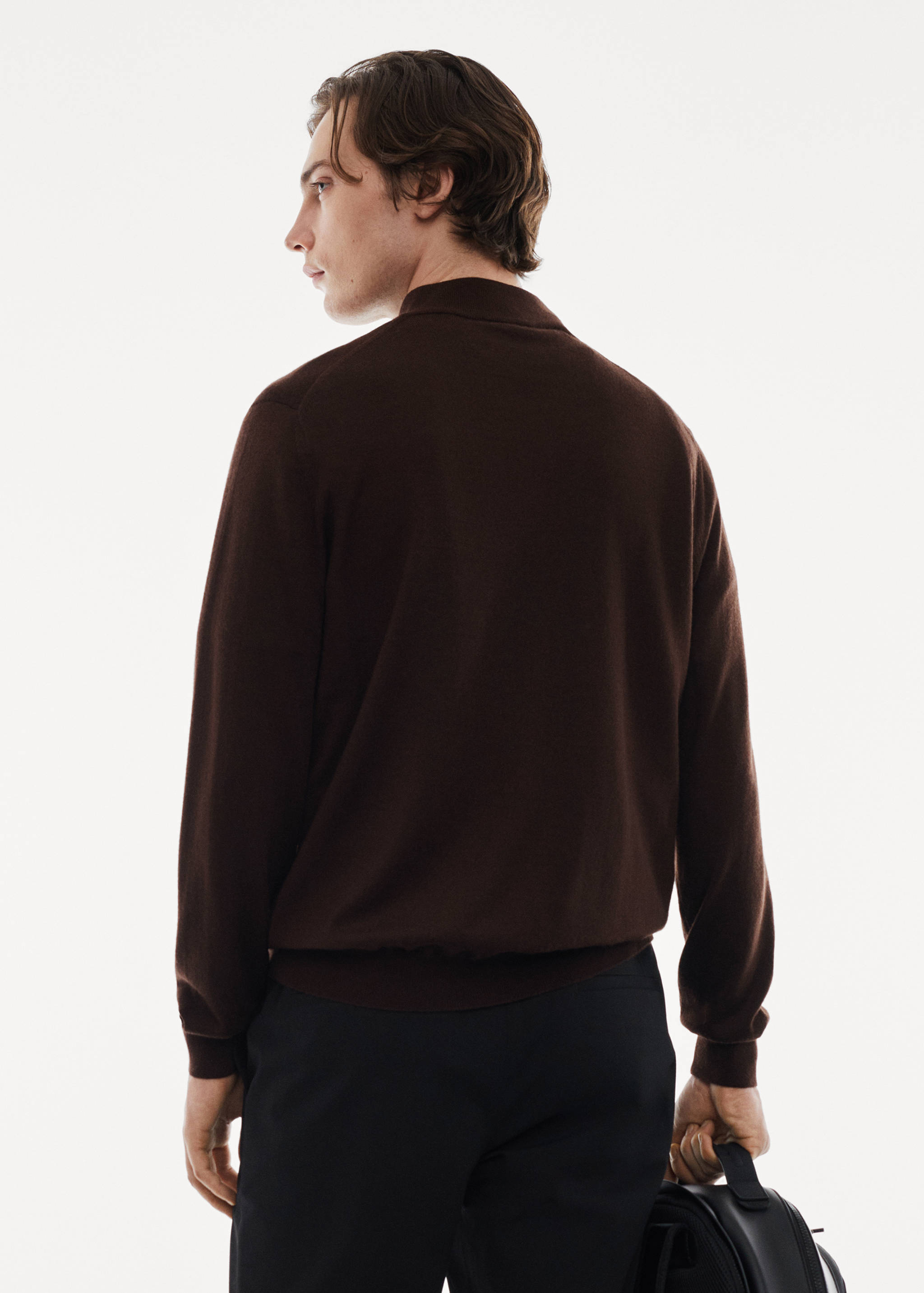 100% merino wool sweater with zip-neck - Reverse of the article