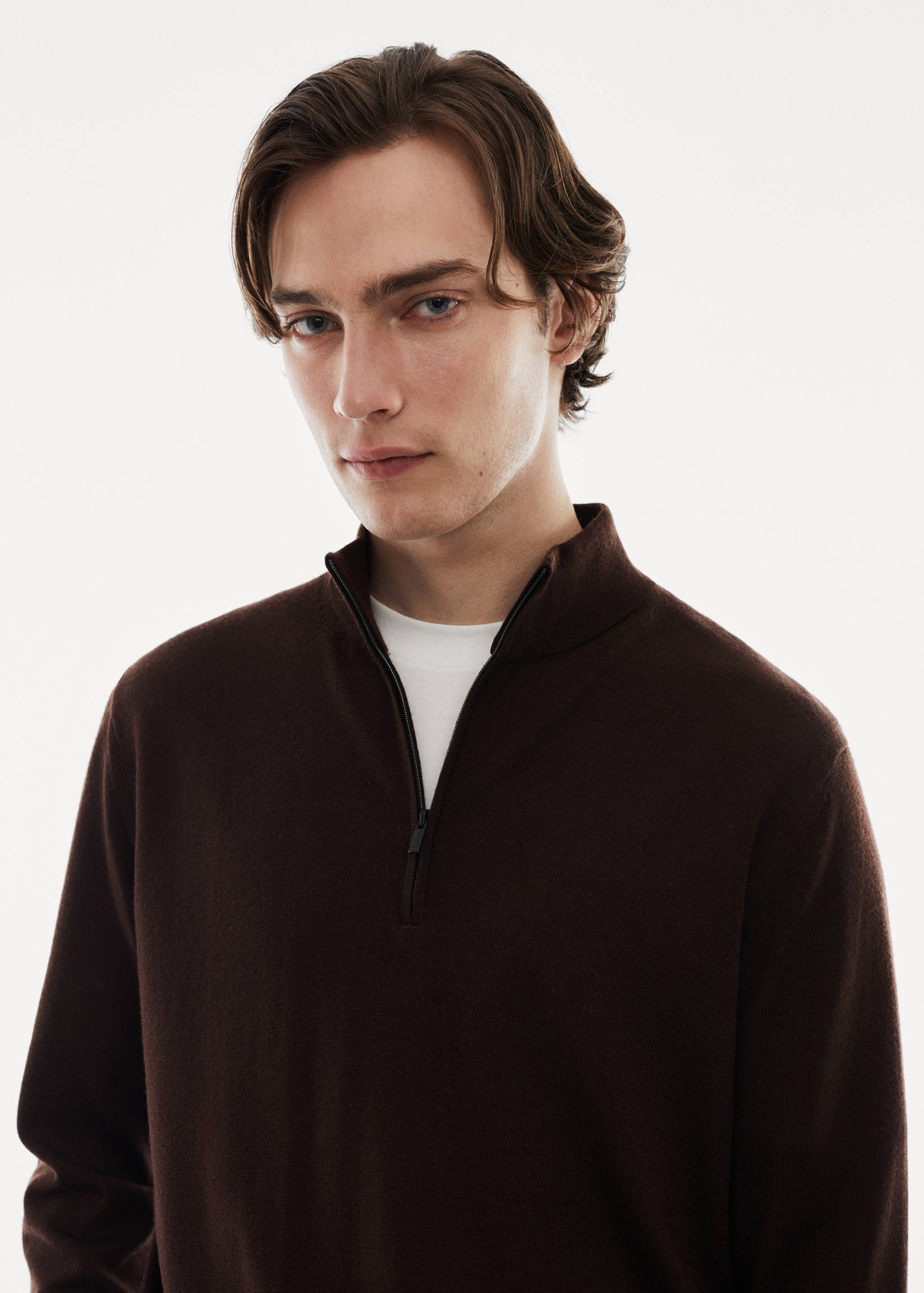 100% merino wool sweater with zip-neck - Details of the article 1