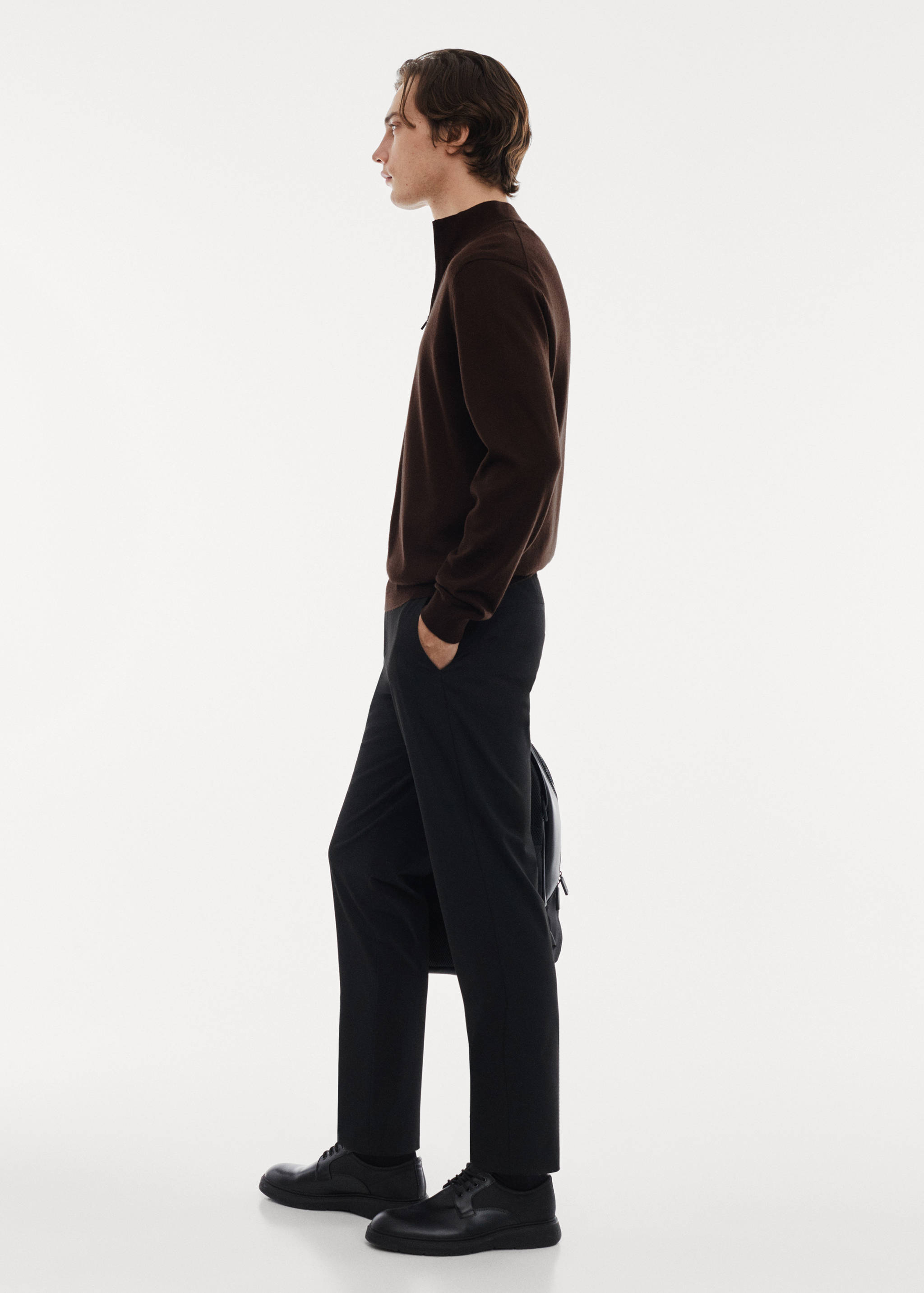 100% merino wool sweater with zip-neck - Details of the article 2