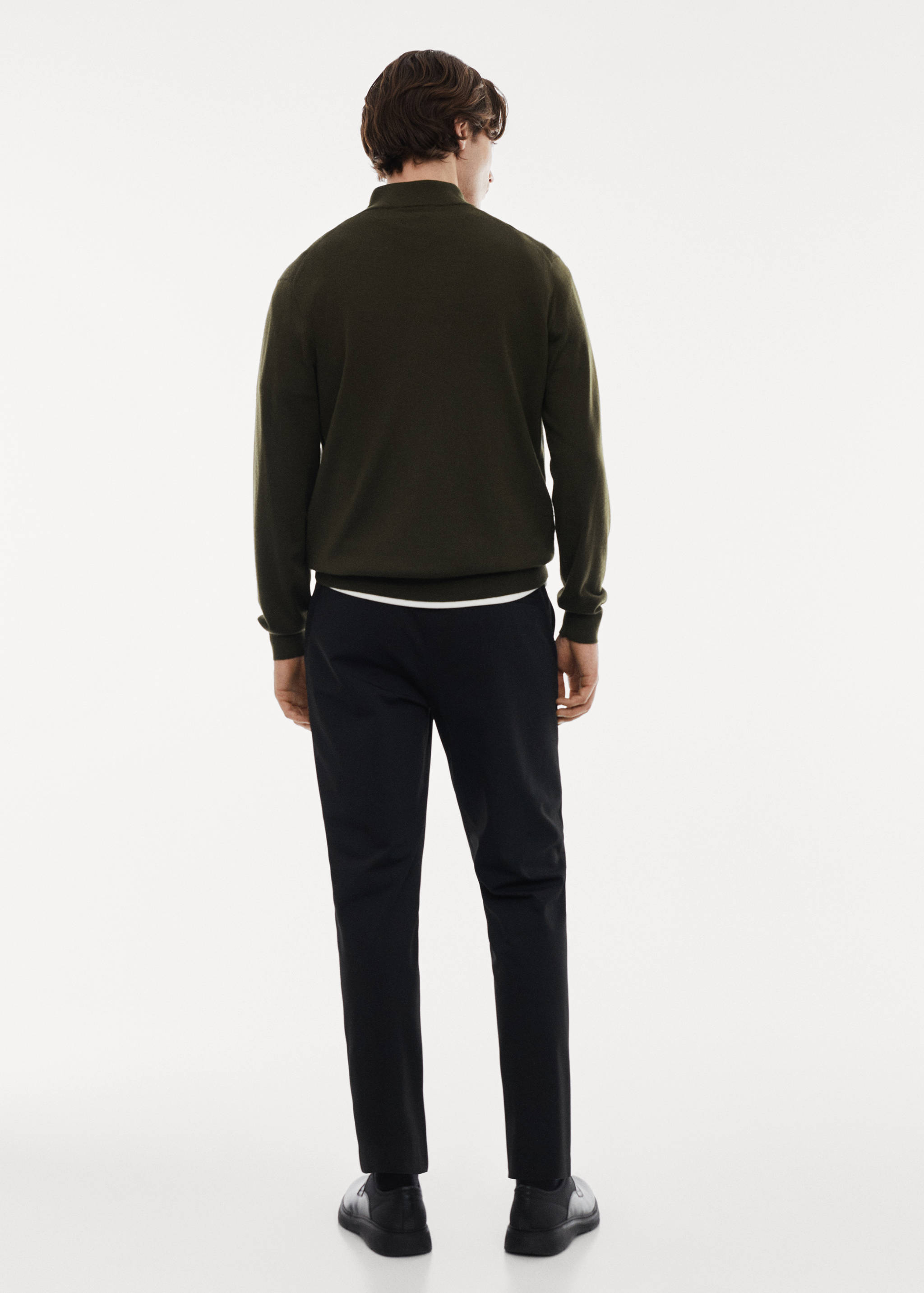 100% merino wool sweater with zip-neck - Reverse of the article