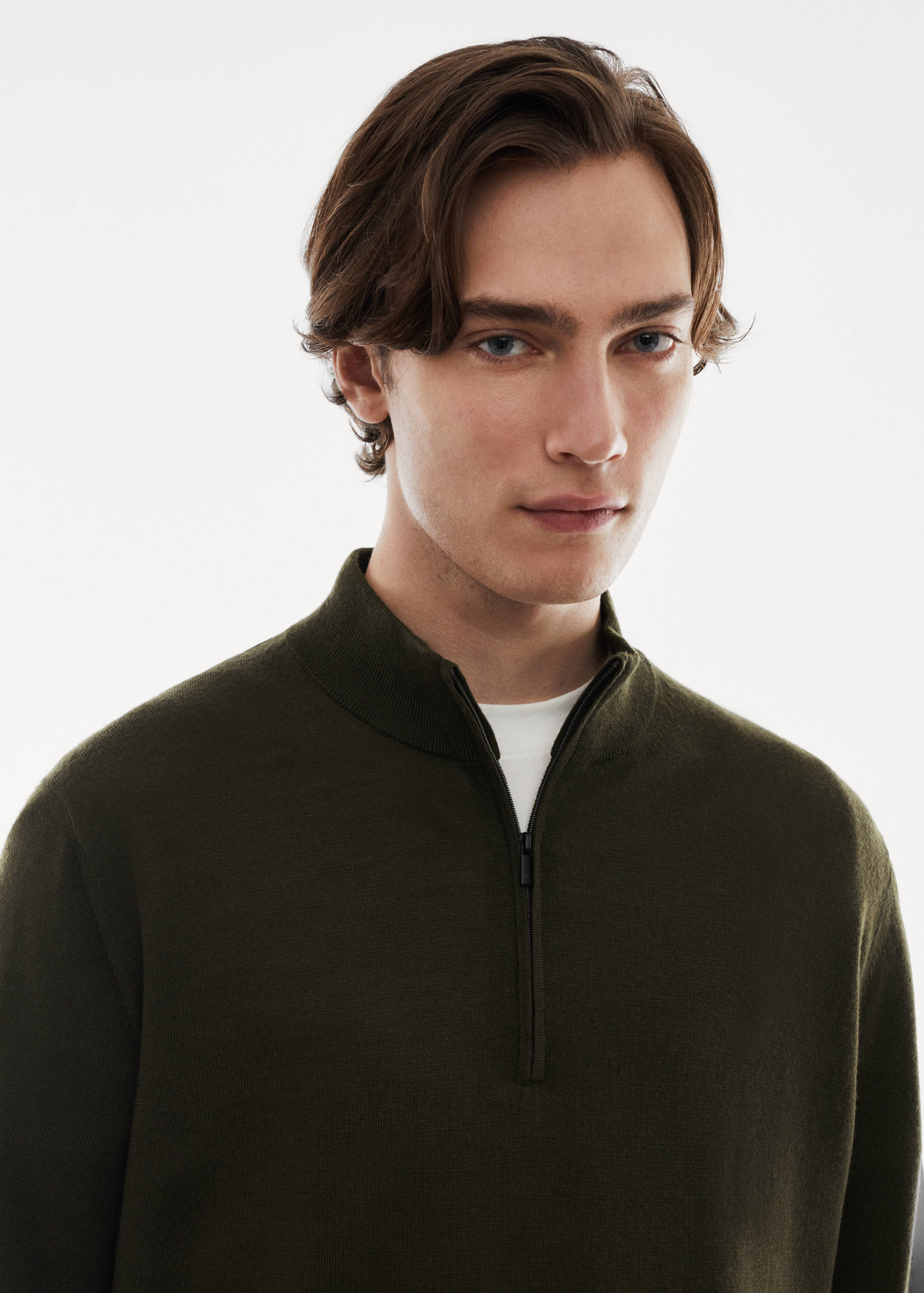 100% merino wool sweater with zip-neck - Details of the article 1