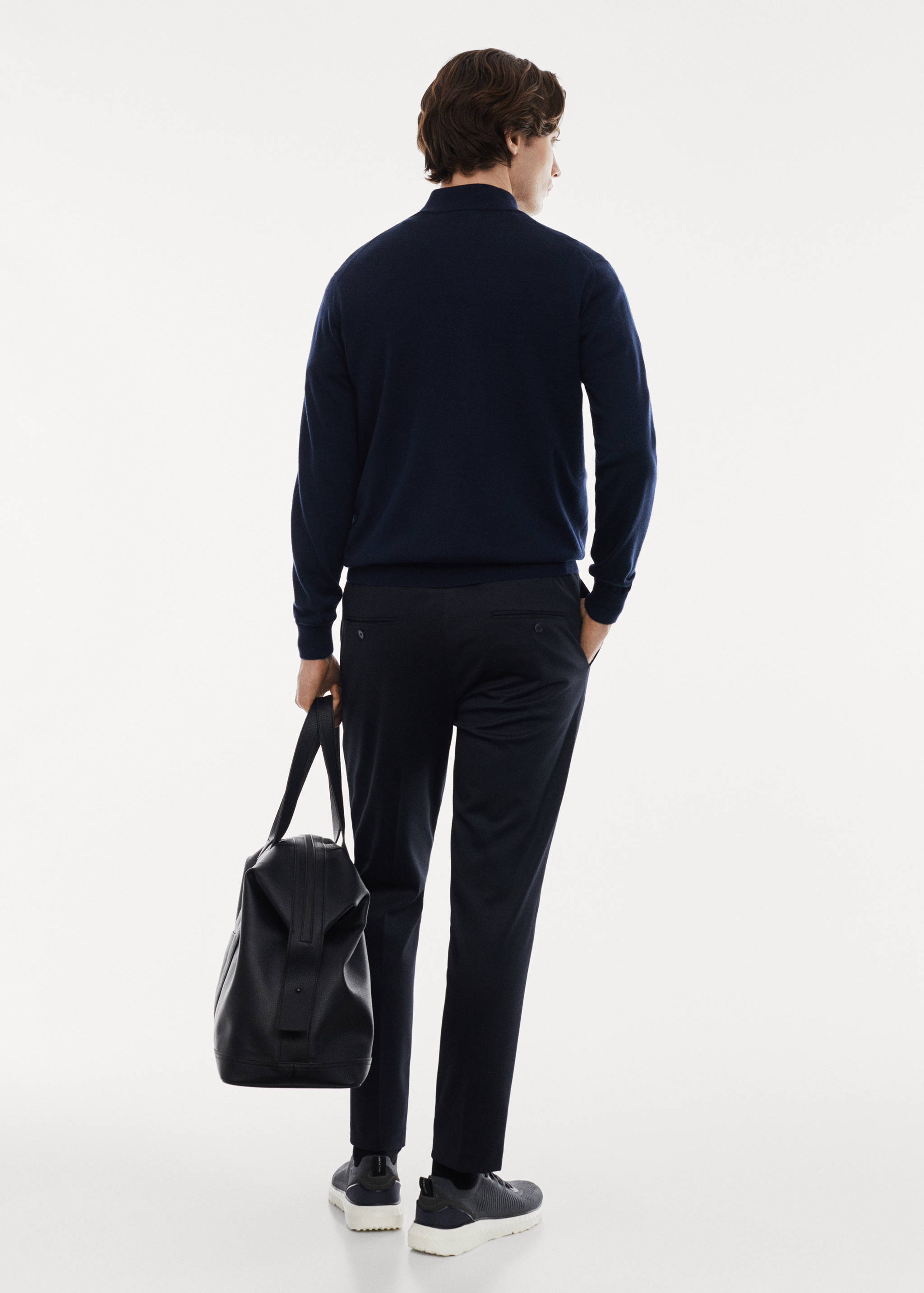 100% merino wool sweater with zip-neck - Reverse of the article