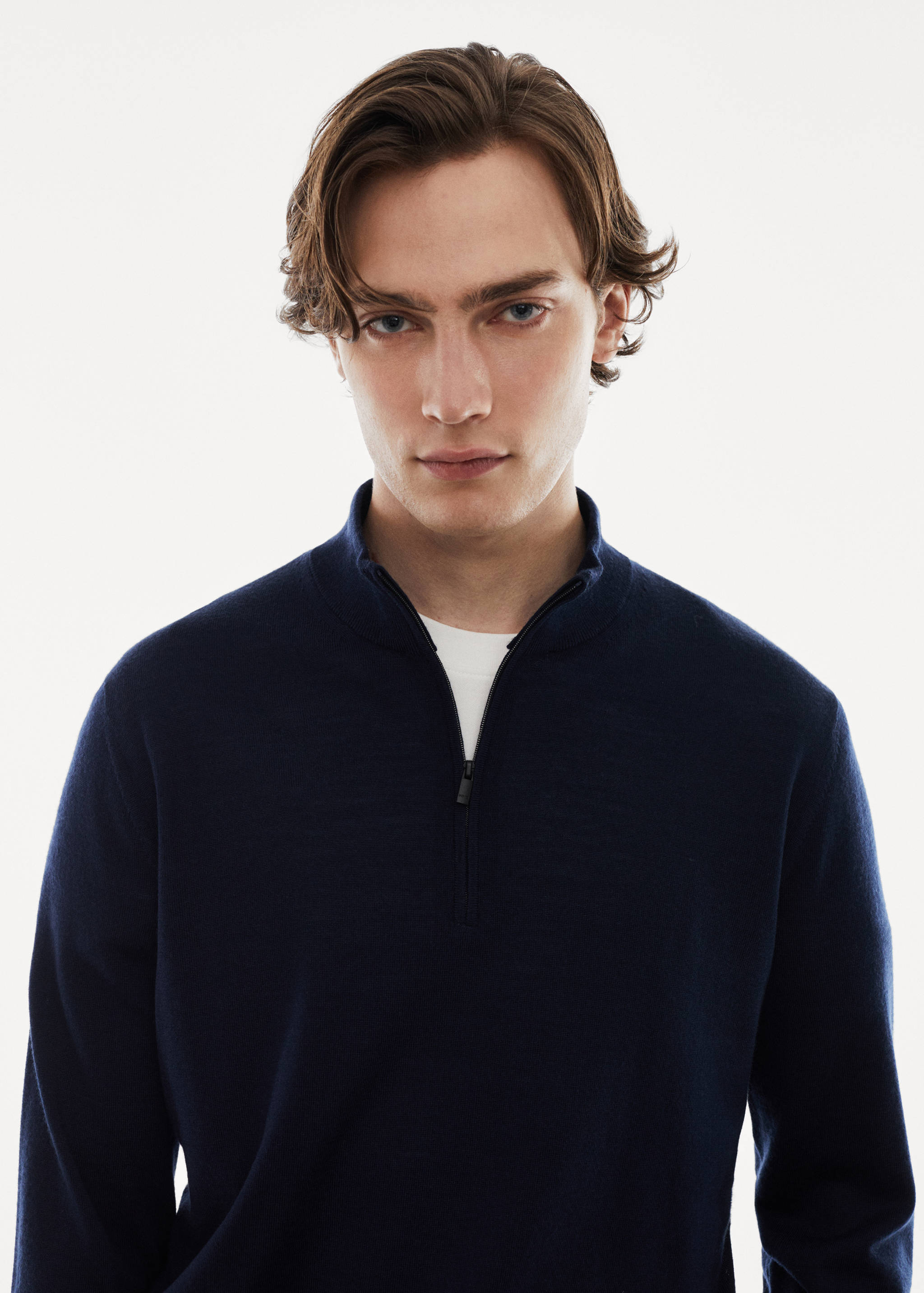 100% merino wool sweater with zip-neck - Details of the article 1
