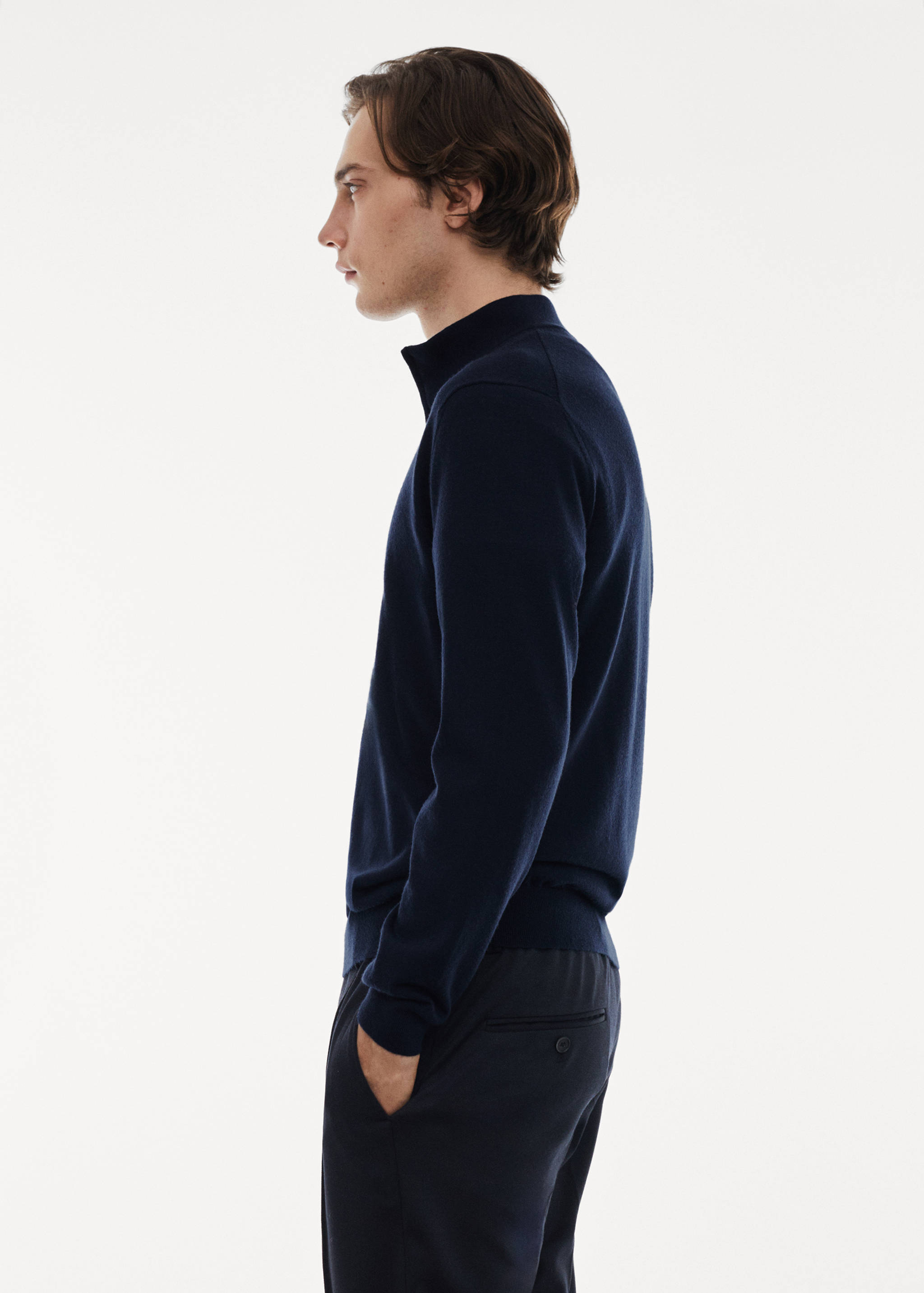 100% merino wool sweater with zip-neck - Details of the article 2